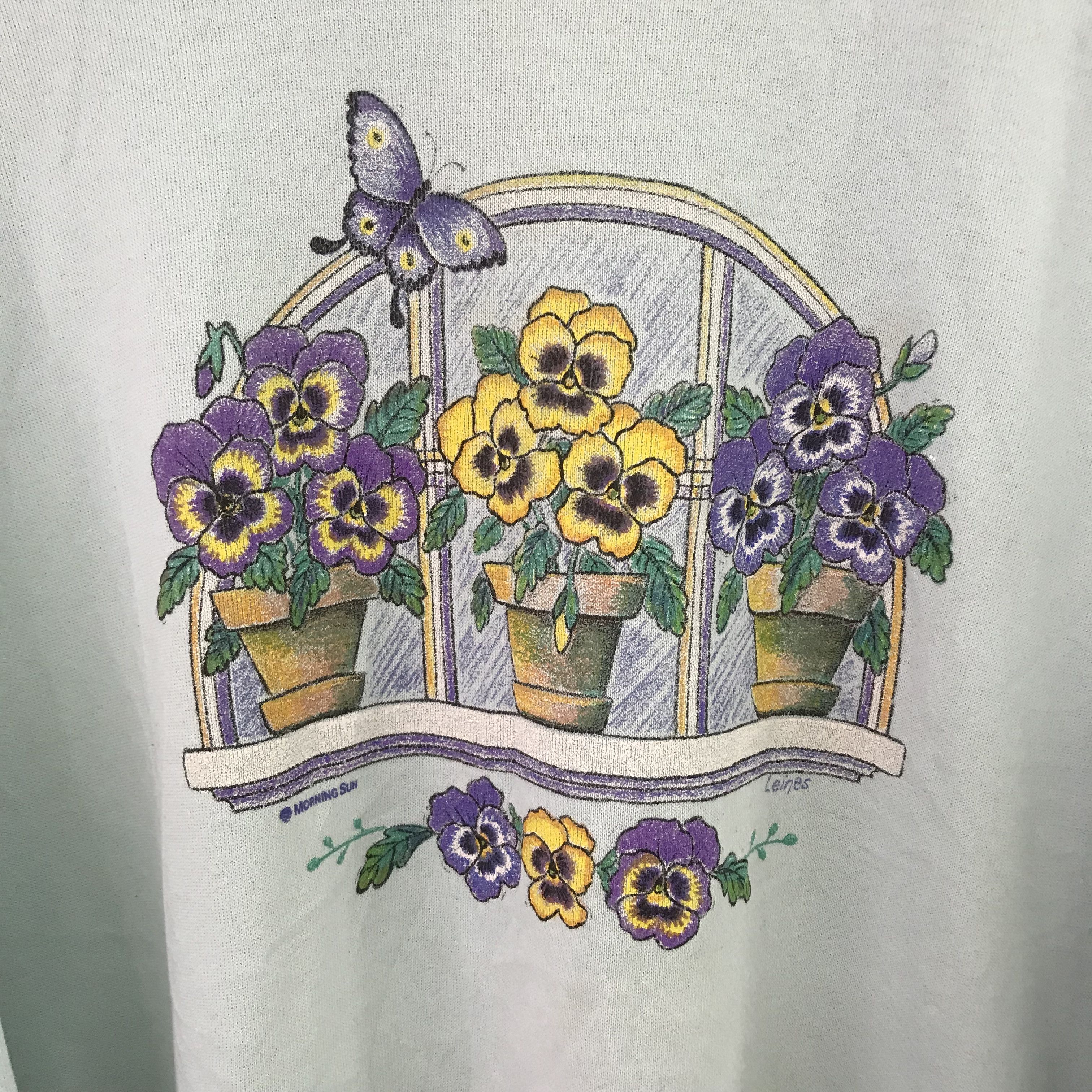 Vintage Vintage 90's Morning Sun Green Sweatshirt - 590 Size US XL / EU 56 / 4 - 4 Thumbnail