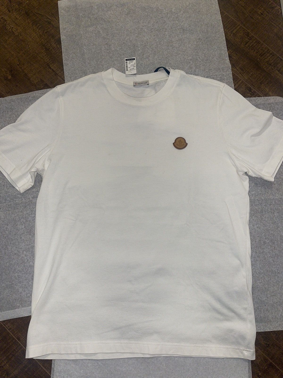 image of Moncler Patch Logo Cotton T-Shirt in White, Men's (Size Medium)