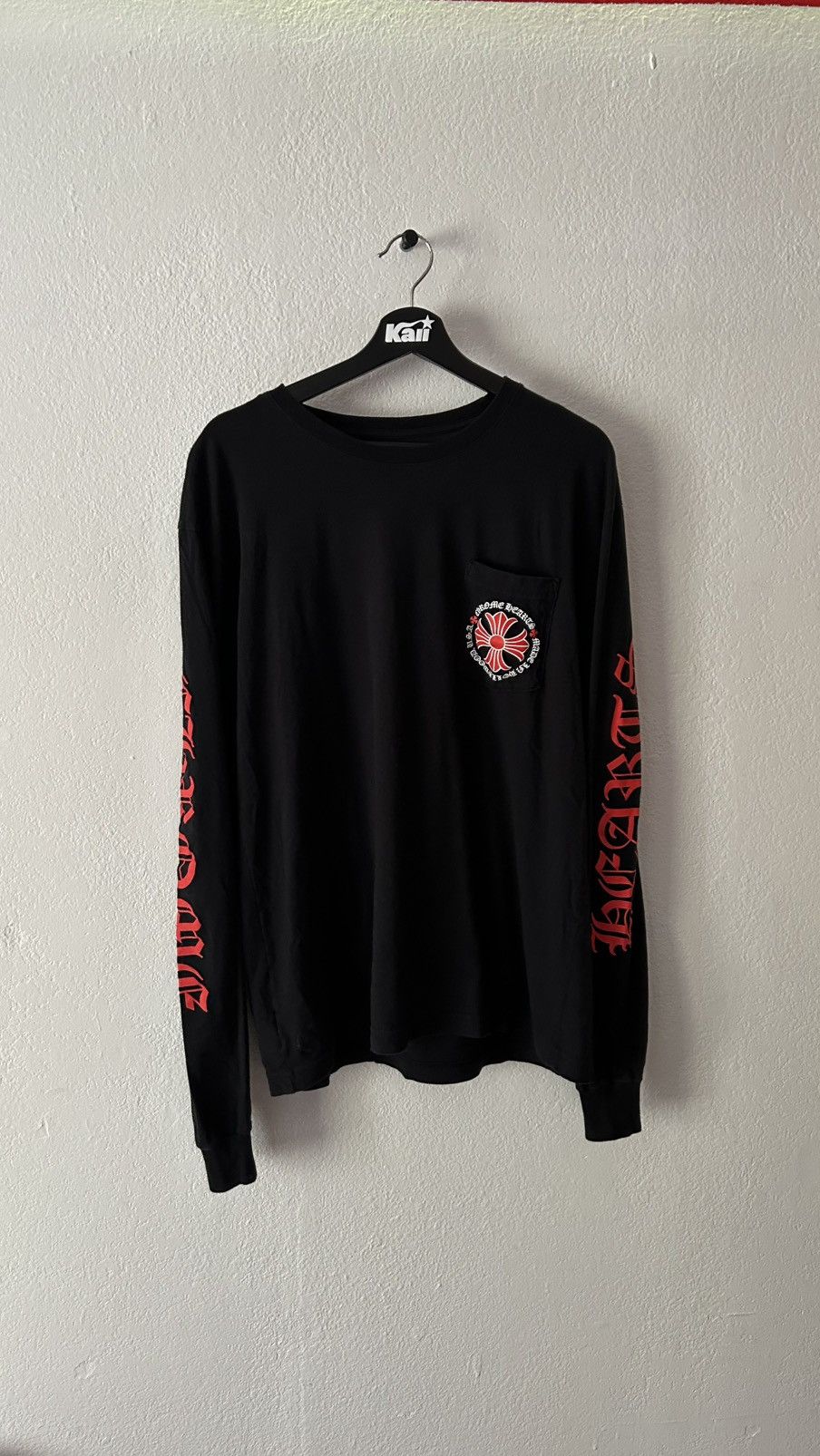 Chrome Hearts Hellstar Black Red Plus Logo Long Sleeve Tee | Grailed