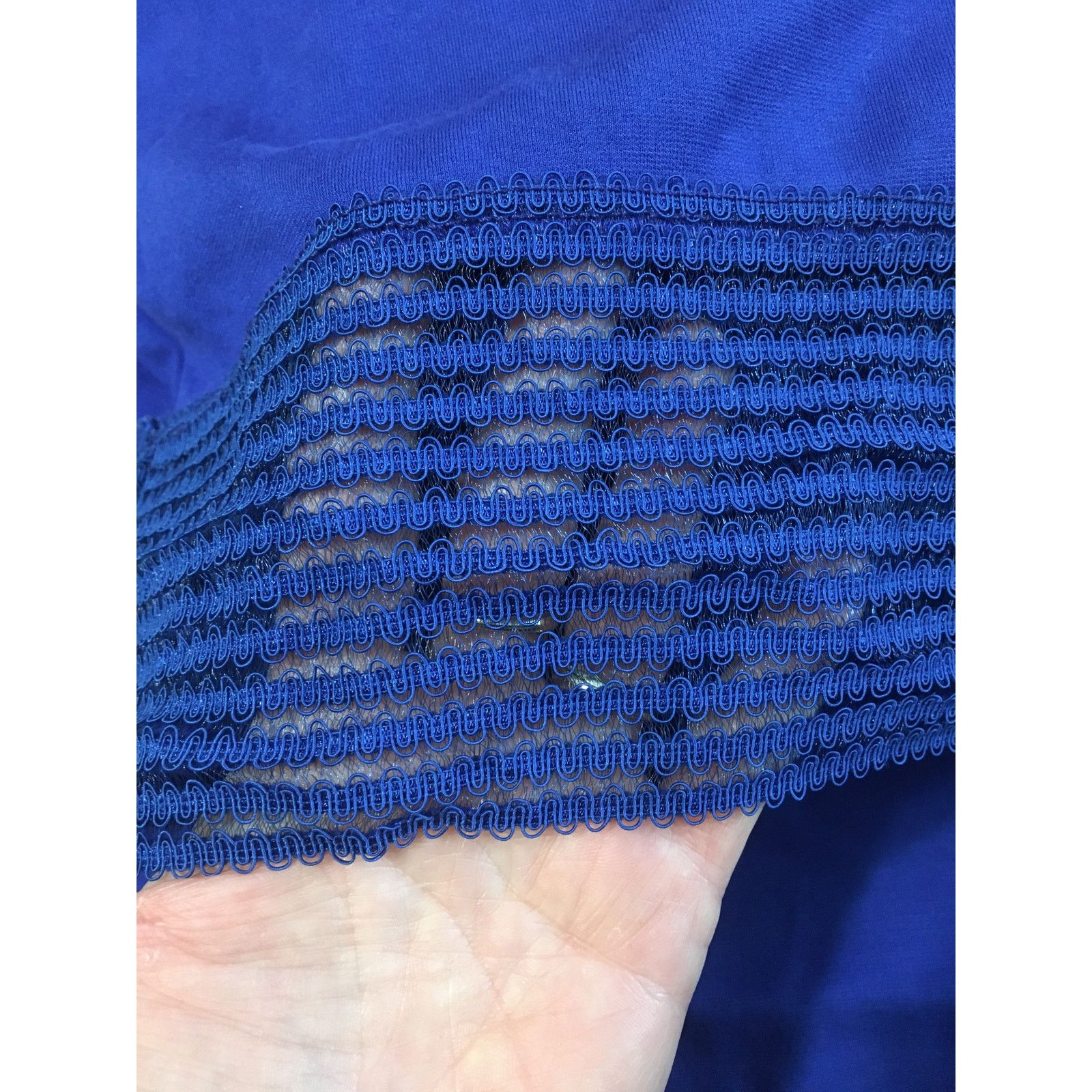 Other Cefiam Small Royal Blue Bodycon Stretch Lace Hem Dress Size S / US 4 / IT 40 - 4 Thumbnail