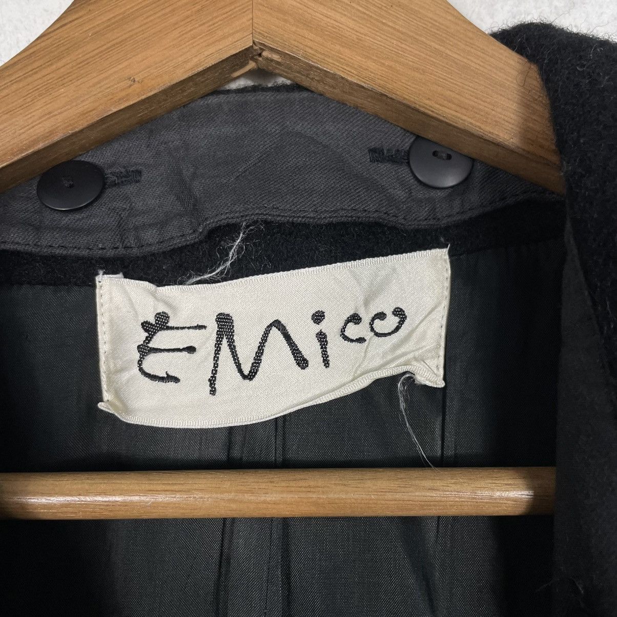 Japanese Brand Nice Design Emico Black Wool Overcoat Size M / US 6-8 / IT 42-44 - 16 Thumbnail