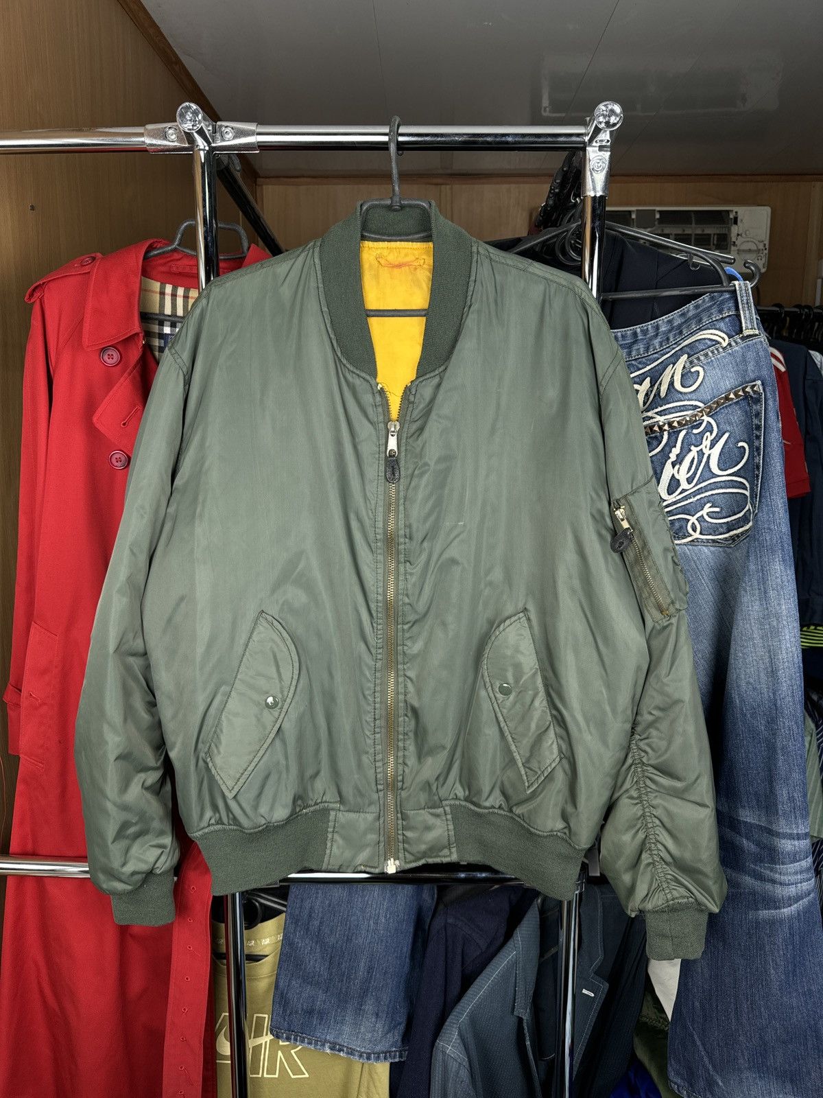 Vintage Mens Ma1 Flyer Vintage Nylon Bomber Jacket Boxy Fit Oversize Size US XXL / EU 58 / 5 - 1 Thumbnail