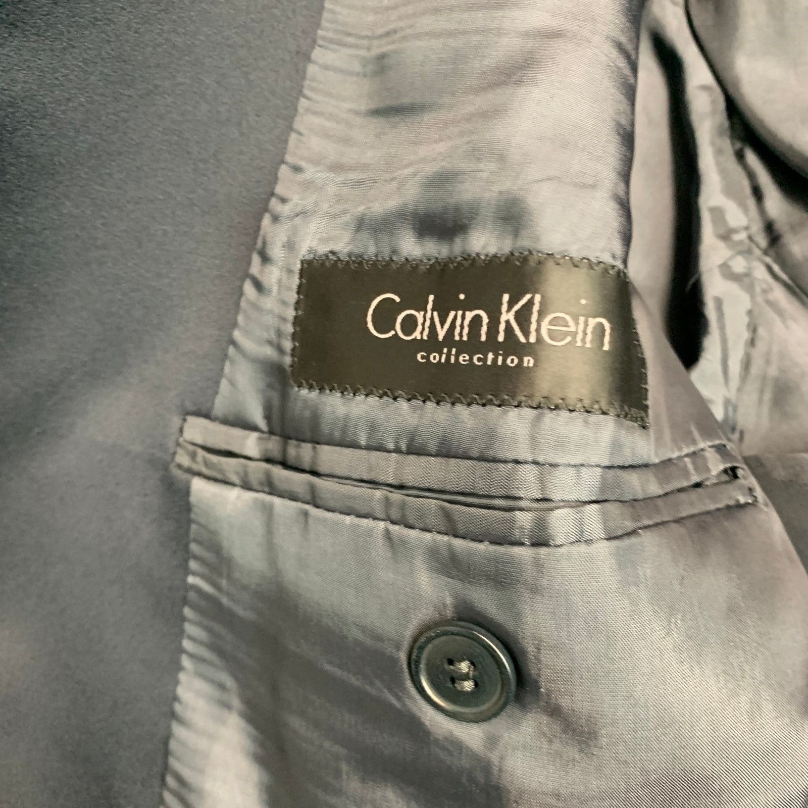 Calvin Klein Size 38 Black Wool Peak Lapel Sport Coat Size 38R - 7 Thumbnail