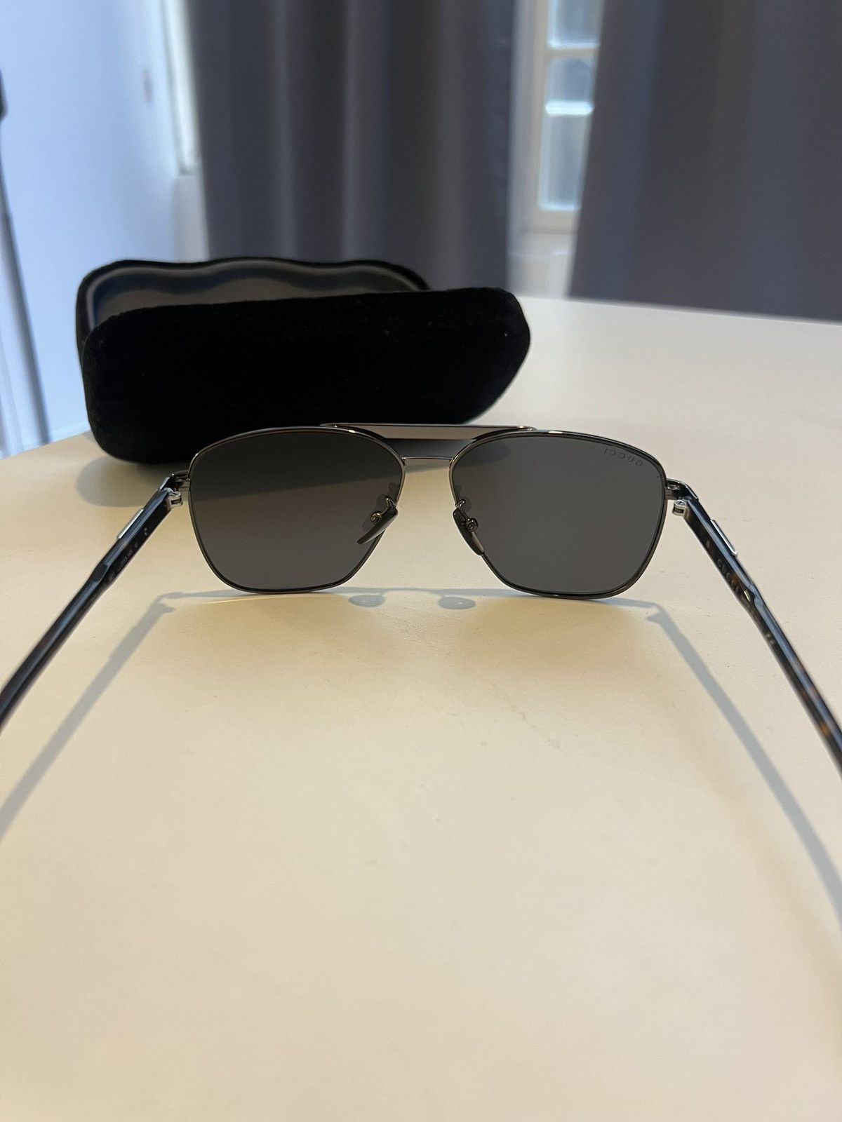 Gucci Gucci Men’s Sunglasses Black Lenses Brown Brim Size ONE SIZE - 8 Thumbnail