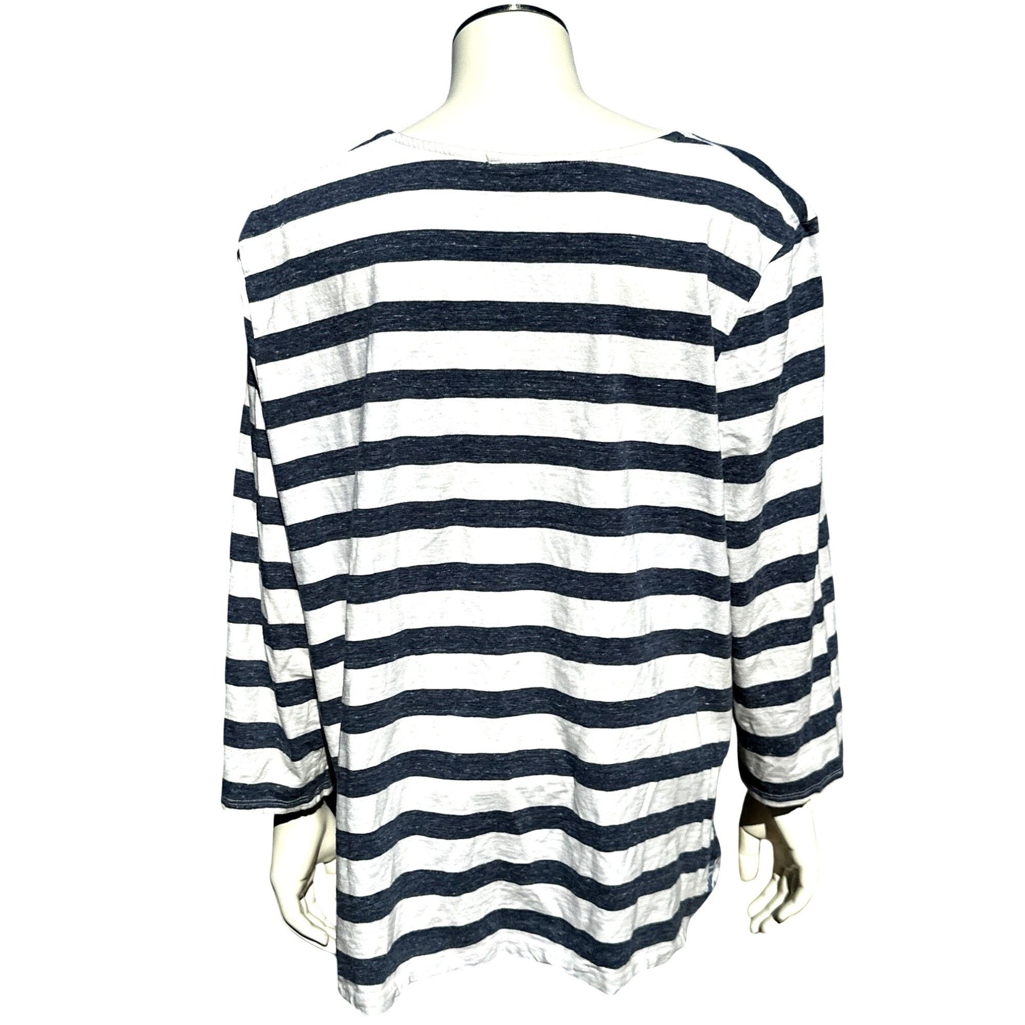 Chicos Chicos Zenergy Striped Floral Embroidered Long Sleeve Tunic Size L / US 10 / IT 46 - 3 Thumbnail