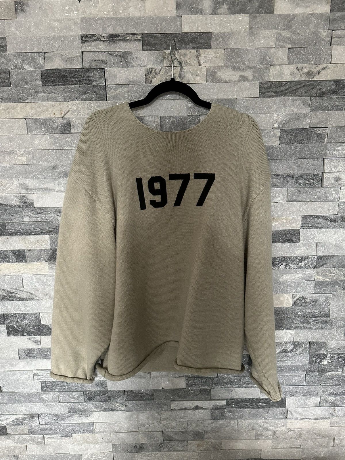 image of Essentials 1977 Raw Edge Sweater in Oatmeal, Men's (Size Small)