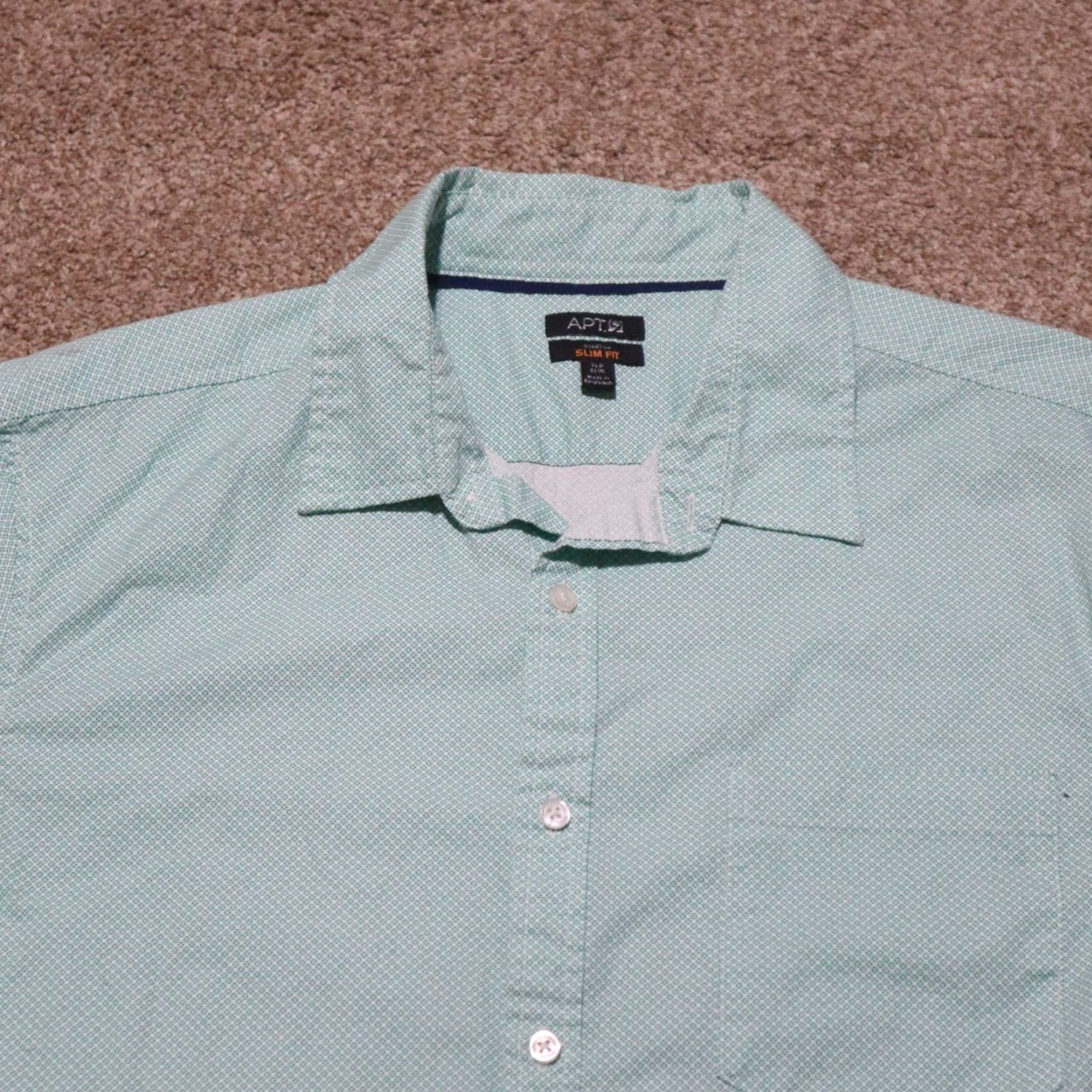 Apt. 9 Apt.9 Blue Shirt Button-Up Long Sleeve Mens XL Slim Fit Check Pattern Button Down Collared Shirt Size US XL / EU 56 / 4 - 2 Thumbnail