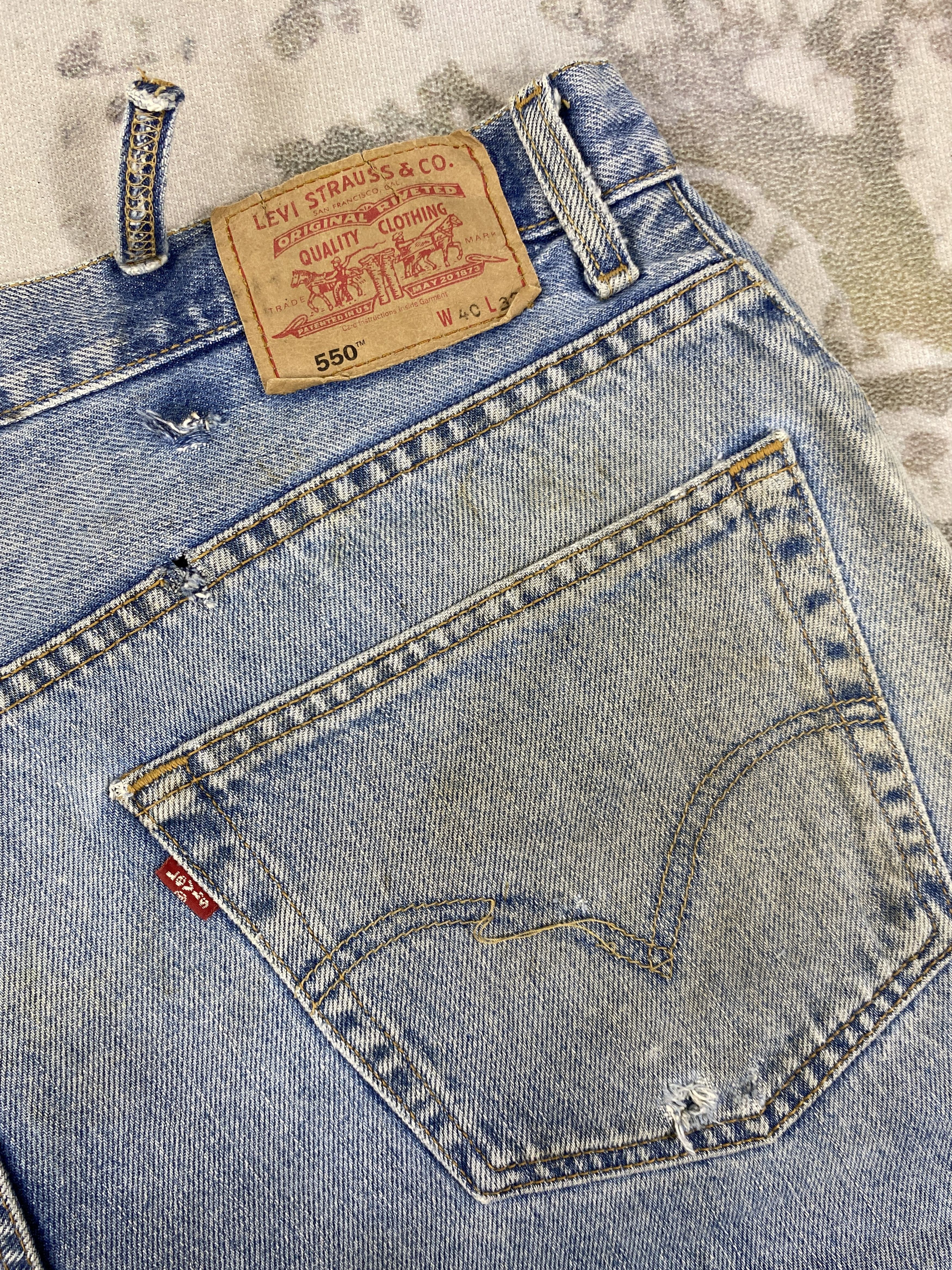 Japanese Brand Dirty Used Blue Vintage Levi's 550 41x31.5 Denim -JN1895 Size US 41 - 12 Thumbnail