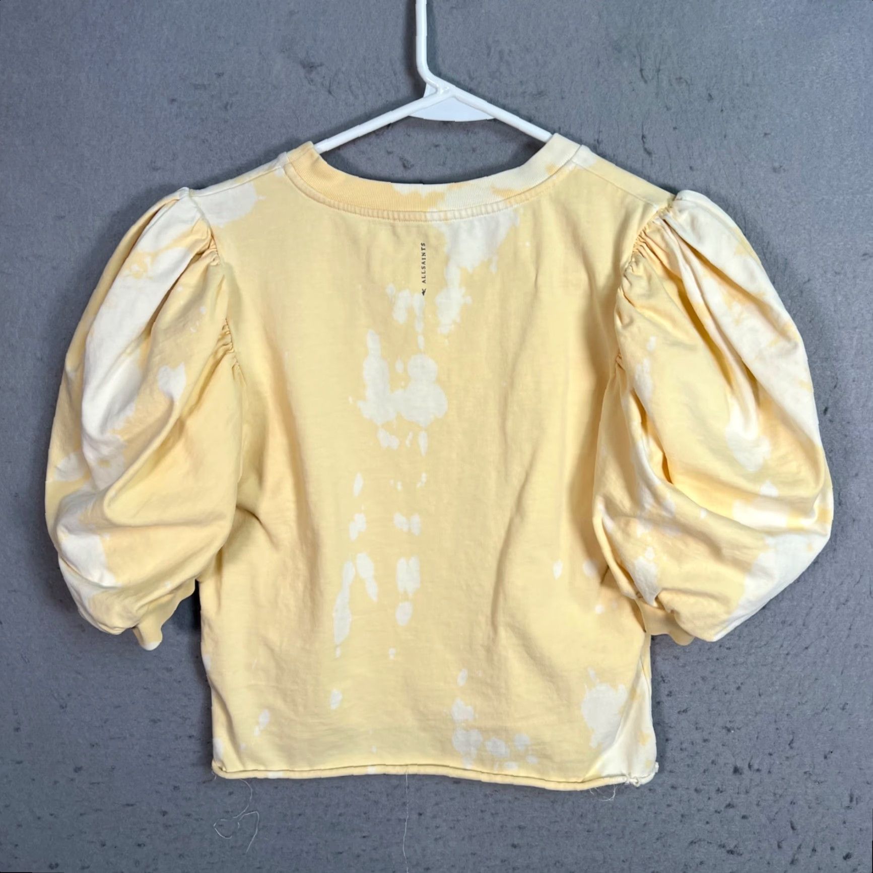 Allsaints VINTAGE AllSaints Top Shirt Womens Small Puff Sleeve Yellow Tie-Dye Crew Neck Adult S Yellow 90s Concert Style Womens Size S / US 4 / IT 40 - 2 Thumbnail