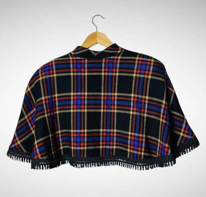 Balenciaga RARE 🔥🔥 Vintage 80s Balenciaga Tartan Check Wool Cape Jacket Size M / US 6-8 / IT 42-44 - 4 Thumbnail