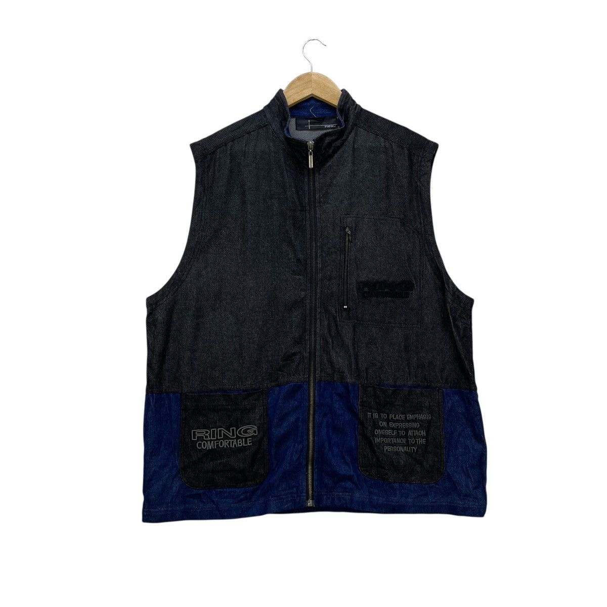 Japanese Brand Vintage Ring Embroidery Vest Two Tone Size US M / EU 48-50 / 2 - 2 Thumbnail