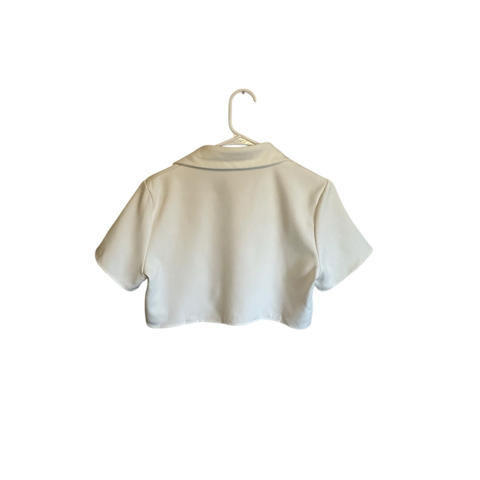 Other Micas White Cropped Short Sleeve Collared Button Up Blouse Size M / US 6-8 / IT 42-44 - 8 Thumbnail