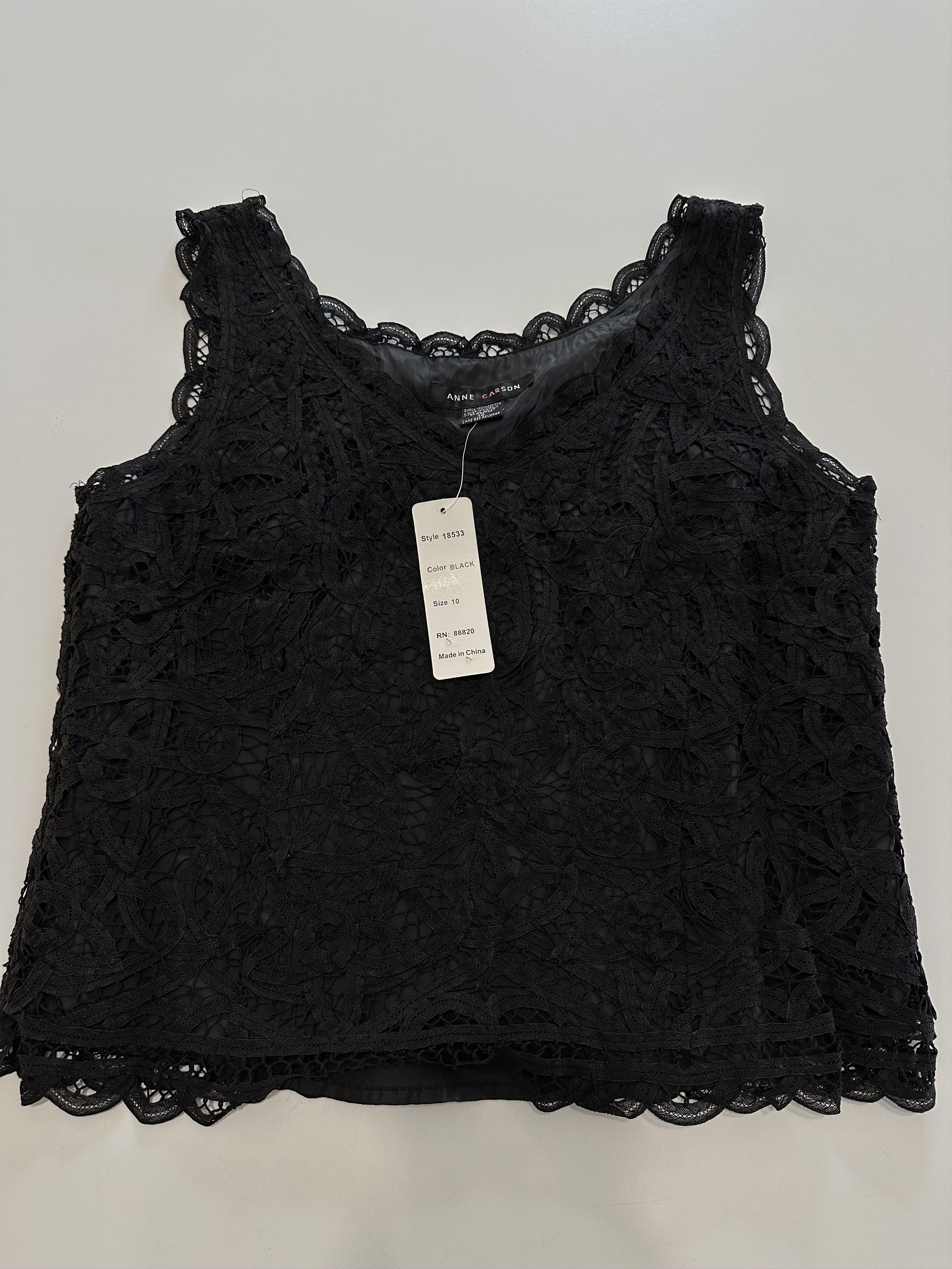 Other Vintage Anne Carson Linen Cotton Lace Crop Top Size 10 Black Size L / US 10 / IT 46 - 1 Thumbnail