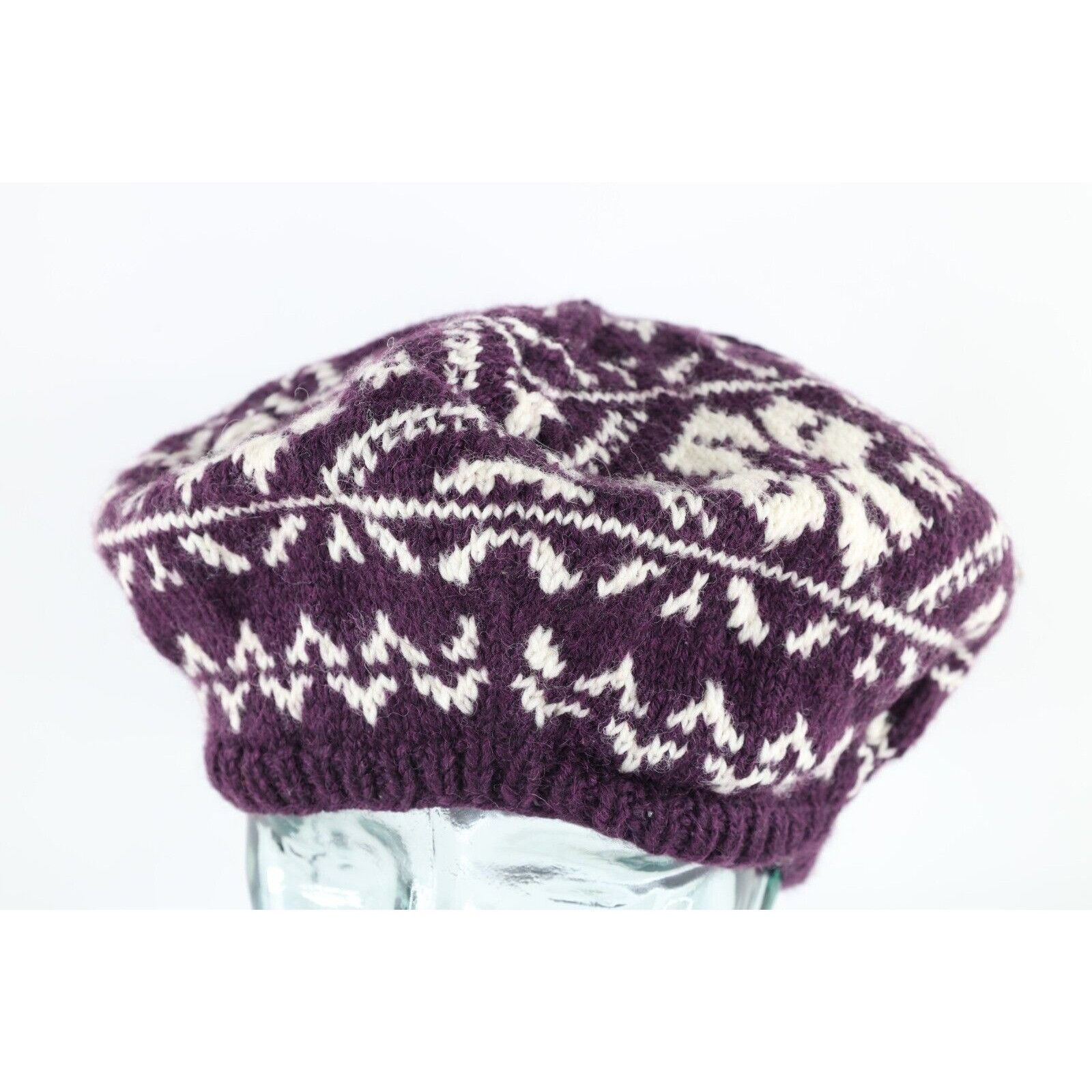 Vintage Vintage 70s Hand Crochet Knit Fair Isle Winter Beanie Hat Size ONE SIZE - 1 Thumbnail