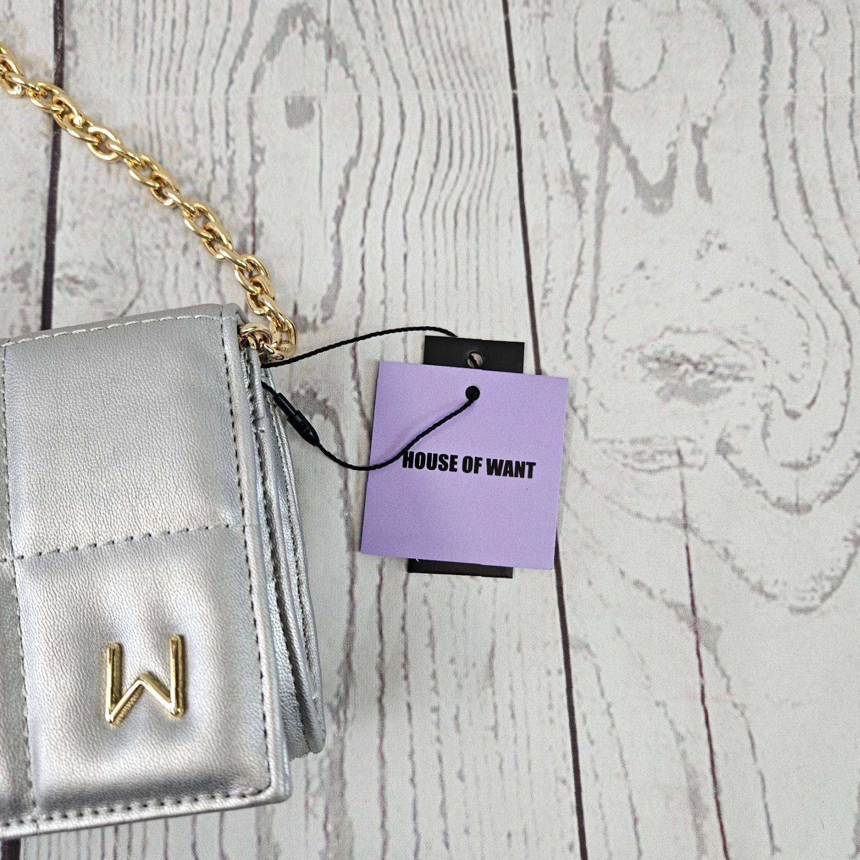Vintage House Of Want Crossbody Wallet Women Silver Gold Faux Leather Size ONE SIZE - 2 Thumbnail