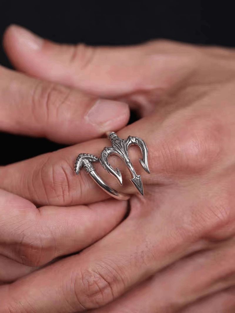 Jewelry Trident Vintage Punk Ring Size ONE SIZE - 2 Thumbnail