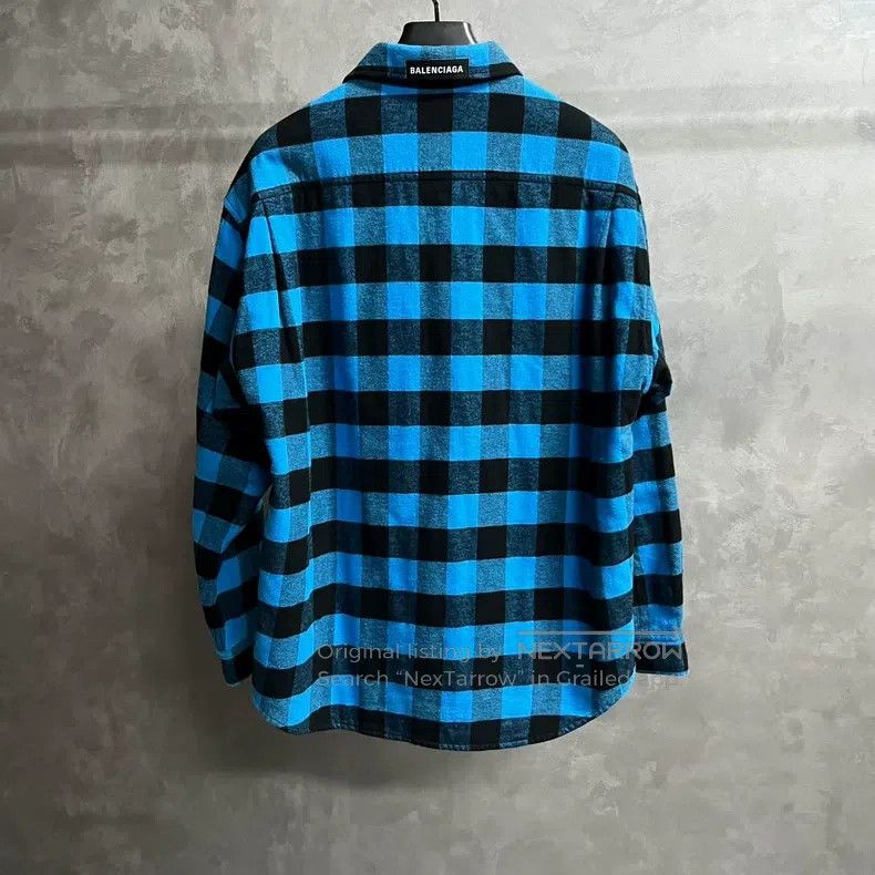 Balenciaga Balenciaga Blue Plaid Collar Long Sleeve Shirt Jacket Size US S / EU 44-46 / 1 - 5 Thumbnail
