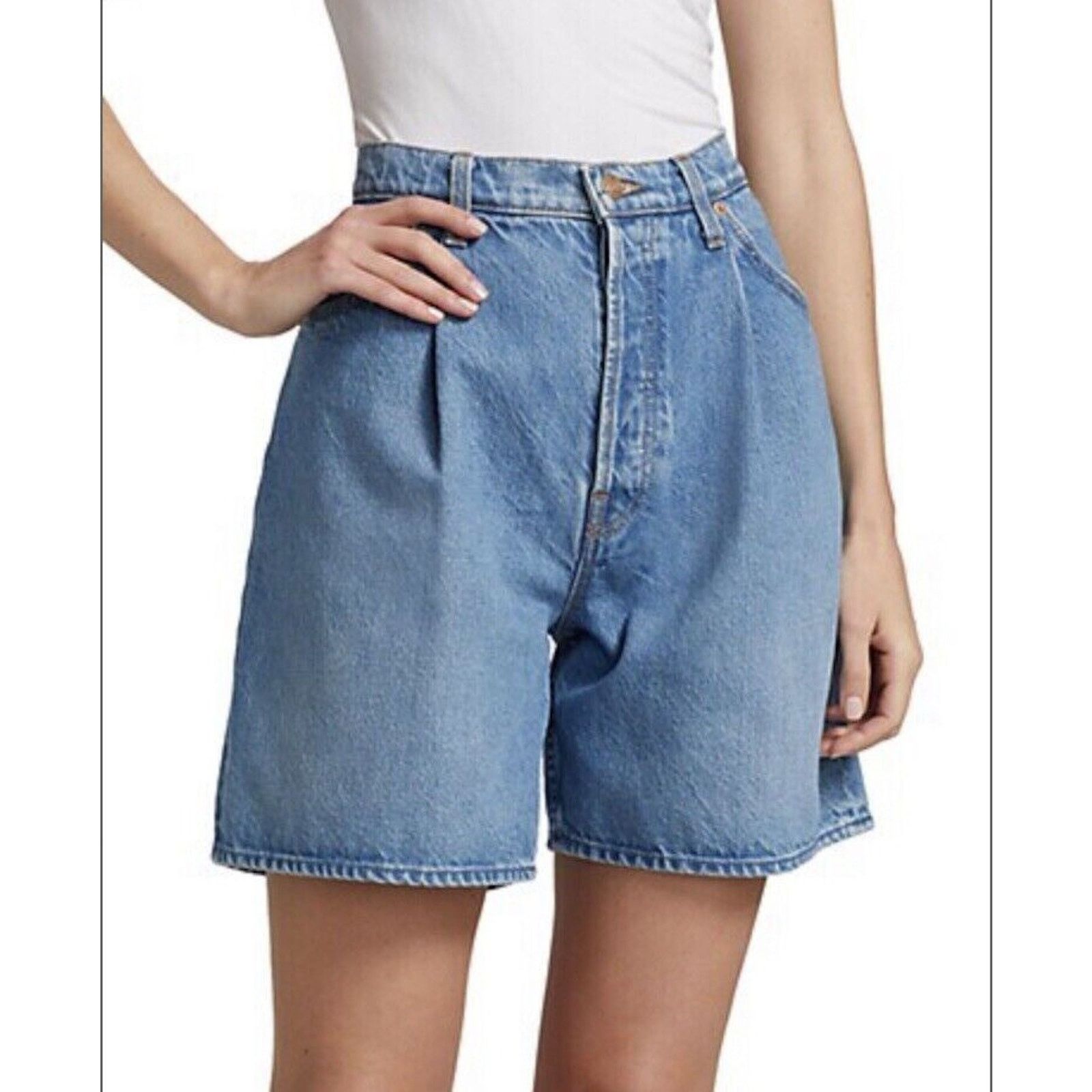 MOTHER New MOTHER Snacks Denim Shorts | The Pleated Fun Dip | 24 Size 24" / US 00 / IT 34 - 2 Thumbnail