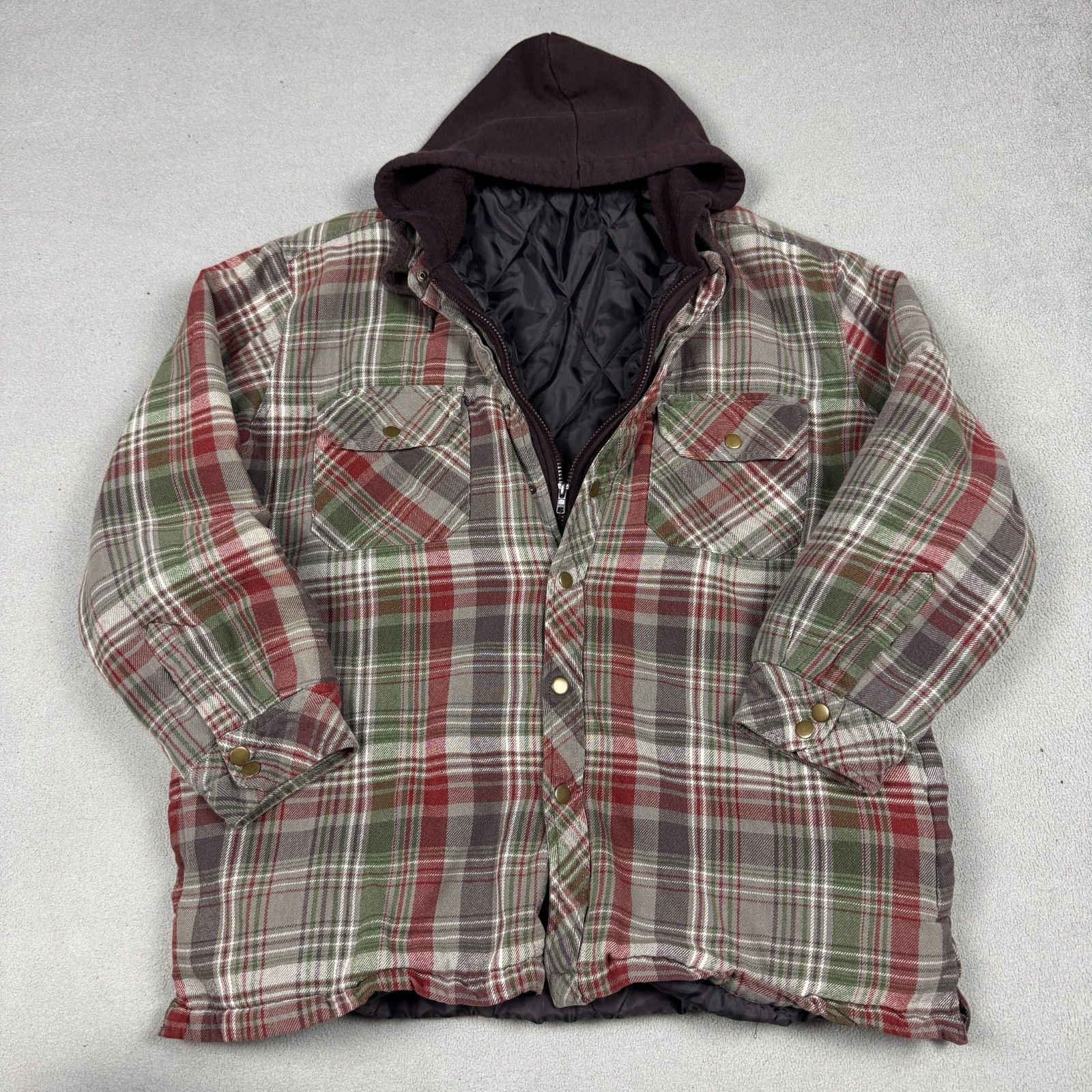 Vintage VTG Grunge Flannel Hooded Jacket XL Plaid Quilt Lined 90s Size US XL / EU 56 / 4 - 7 Thumbnail