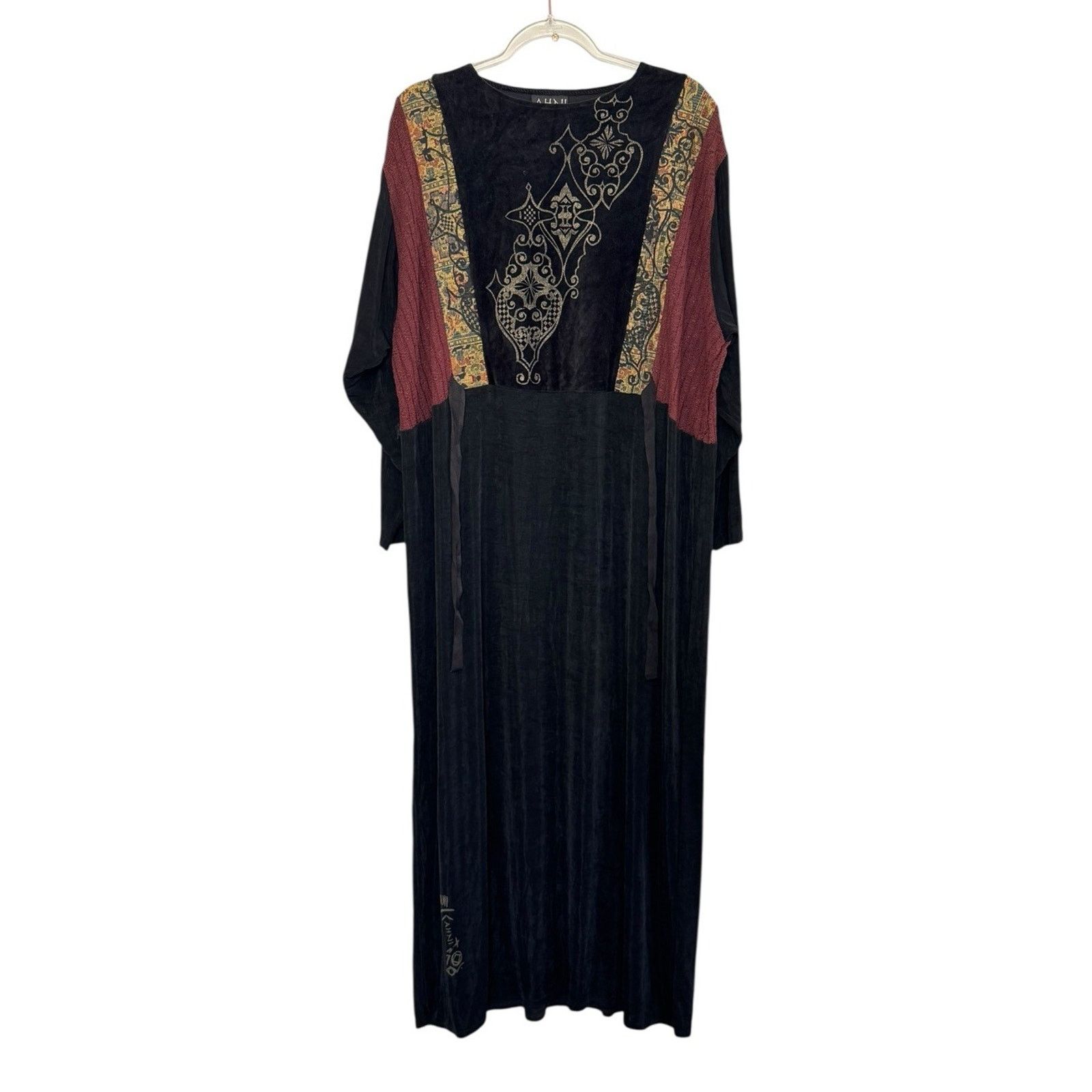 Other Vintage AHNI Velvet Tapestry Embroidered Maxi Dress Plus 2 Size XXL / US 16-18 / IT 52-54 - 2 Thumbnail