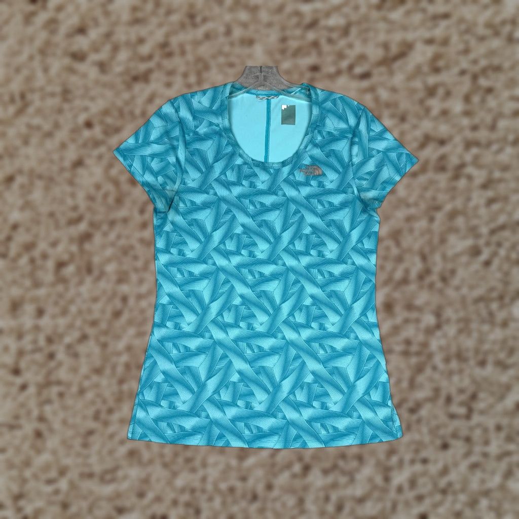 The North Face The North Face Shirt Women XS Blue Crew Vaporwick Poly Geometric T-Shirt Casual Womens Short Sleeve Lightweight Classic Outdoor Size XS / US 0-2 / IT 36-38 - 1 Thumbnail
