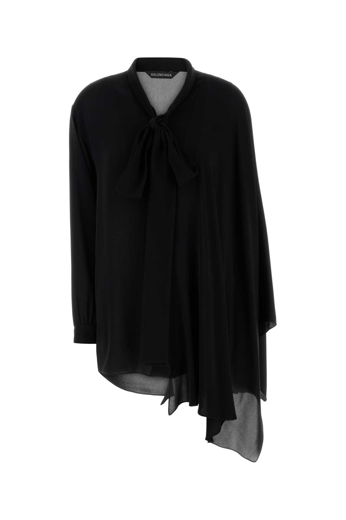 Balenciaga Black Georgette Blouse Size S / US 4 / IT 40 - 1 Thumbnail