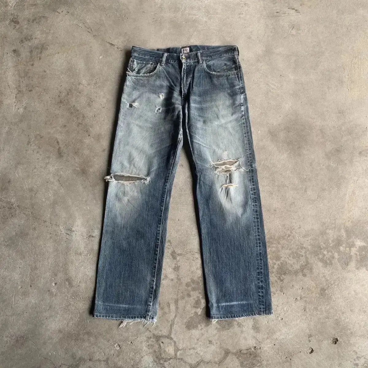 Vintage THRASHED‼️Vintage Edwin 505 Jeans Distressed Denim Pants Size US 36 / EU 52 - 2 Thumbnail