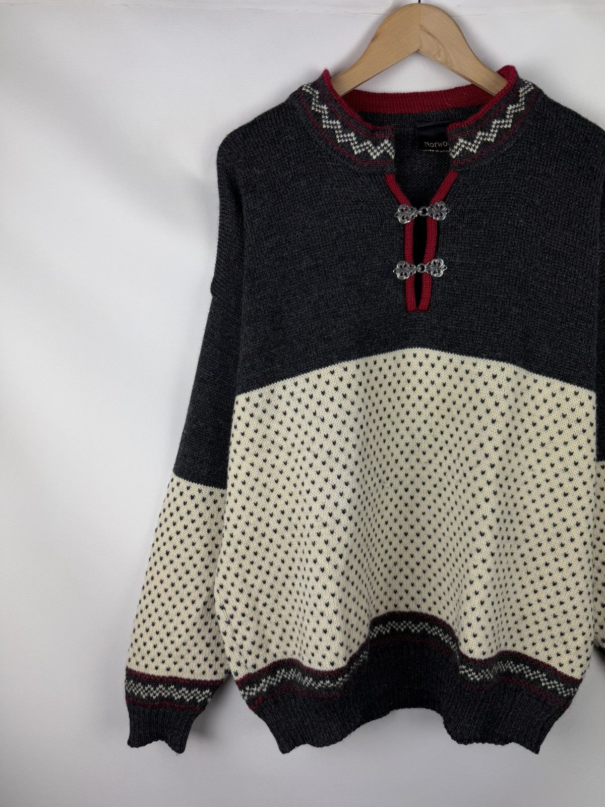 Norwool Norwool Men’s Vintage Knitted Wool Nordic Sweater Pullover Size US L / EU 52-54 / 3 - 2 Thumbnail