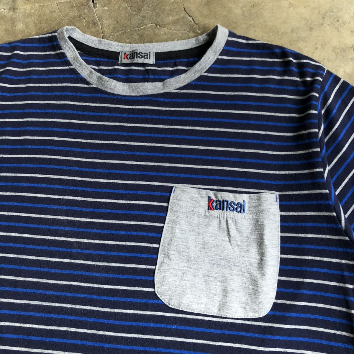 Japanese Brand 2000s Kansai Yamamoto Japan Pocket Stripe T-shirt Size US L / EU 52-54 / 3 - 4 Thumbnail