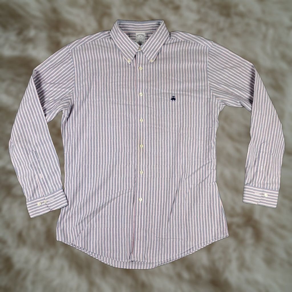 Brooks Brothers Brooks Brothers Shirt Adult XL Blue Striped Button-Down Cotton Long Sleeve Dress Shirt Casual Workwear Classic American Mens Size US XL / EU 56 / 4 - 1 Thumbnail
