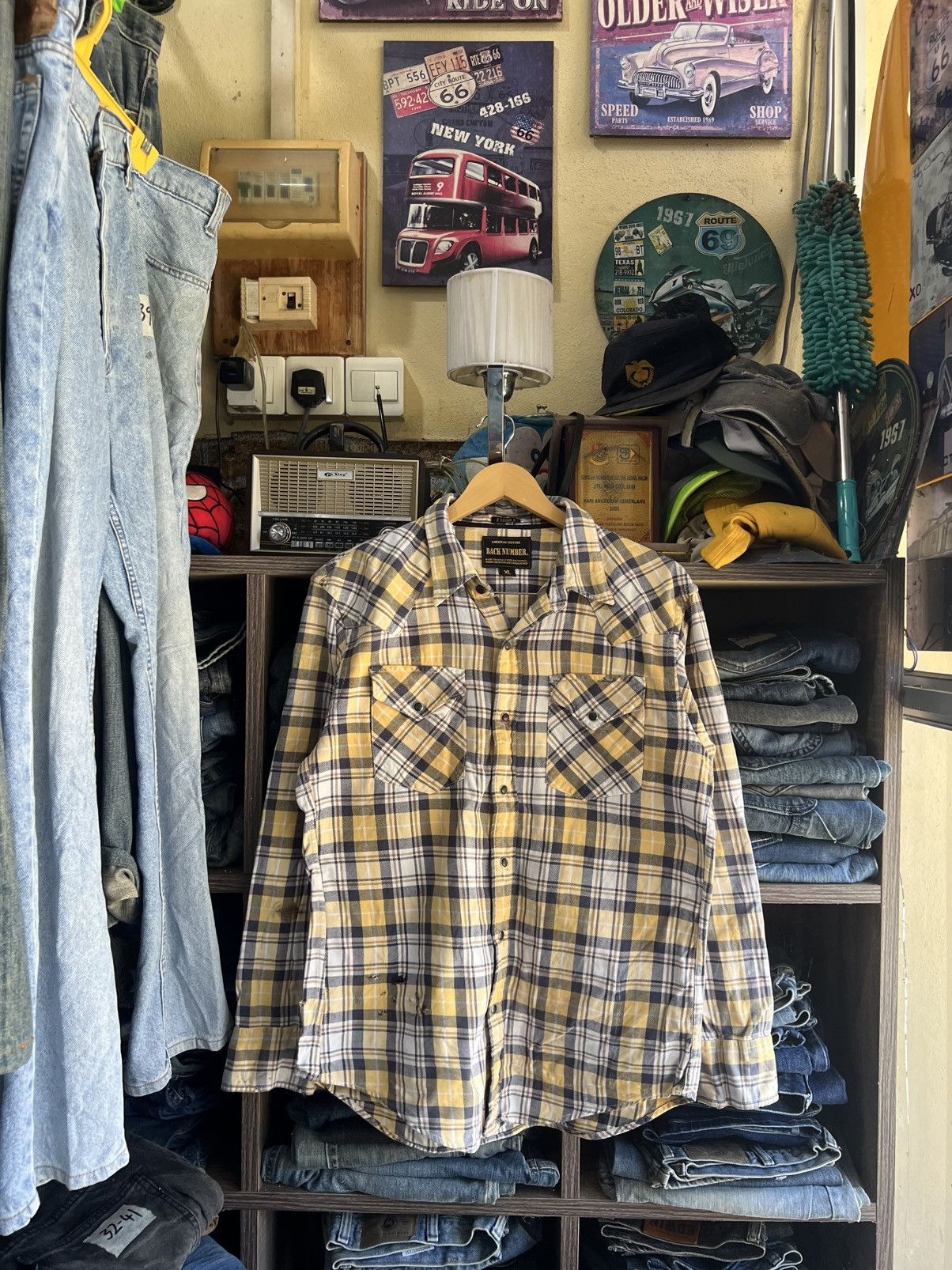 Japanese Brand 🔥Distressed Back Number X Rough X Plaid Flannel Size US M / EU 48-50 / 2 - 1 Thumbnail