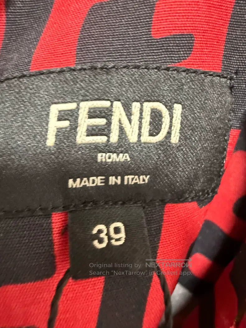 Fendi size 39 FF Printed Mulberry Silk Short Sleeve Shirt