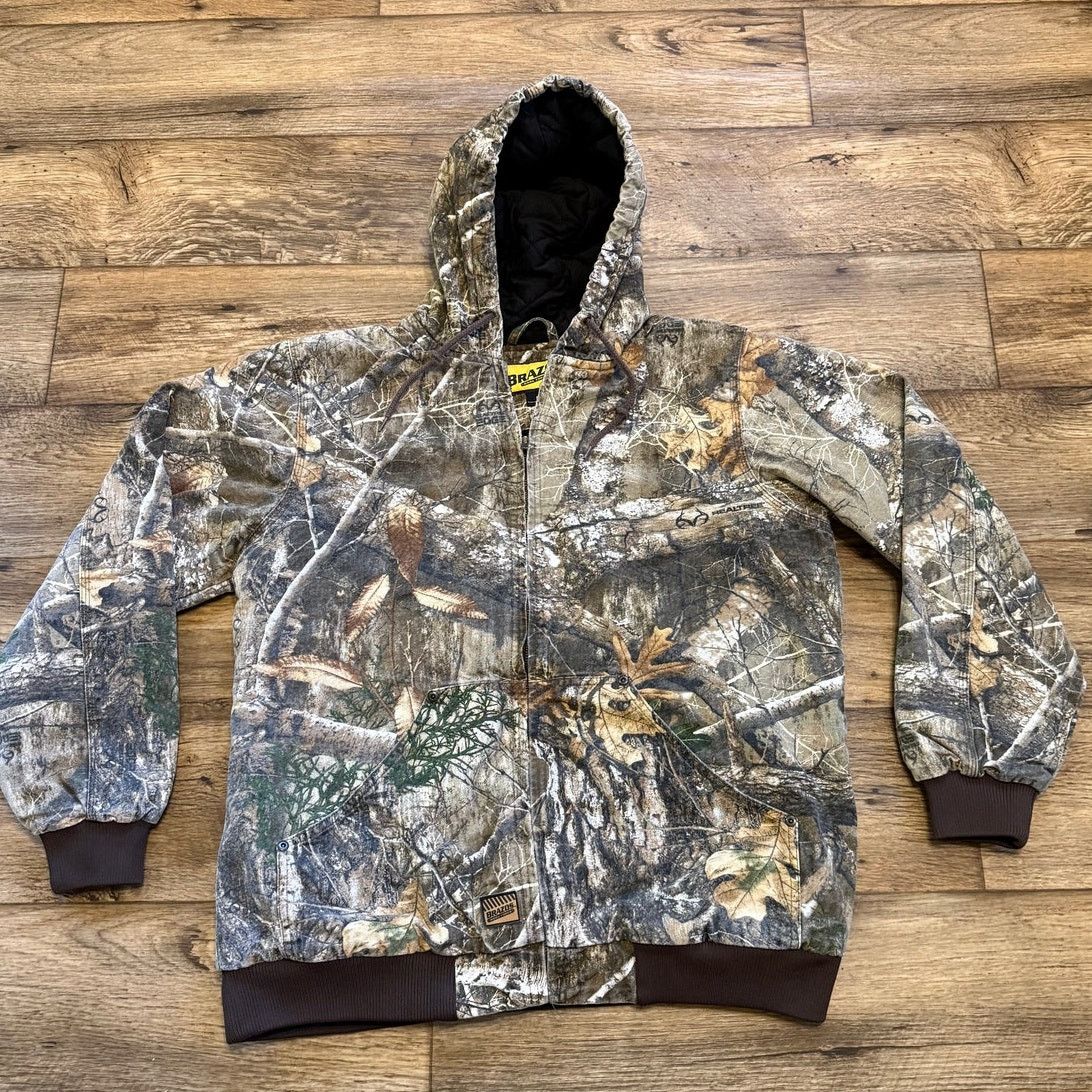 Vintage Brazos Camo Lined Insulated Hooded Hunting Canvas Jacket Size US M / EU 48-50 / 2 - 1 Thumbnail