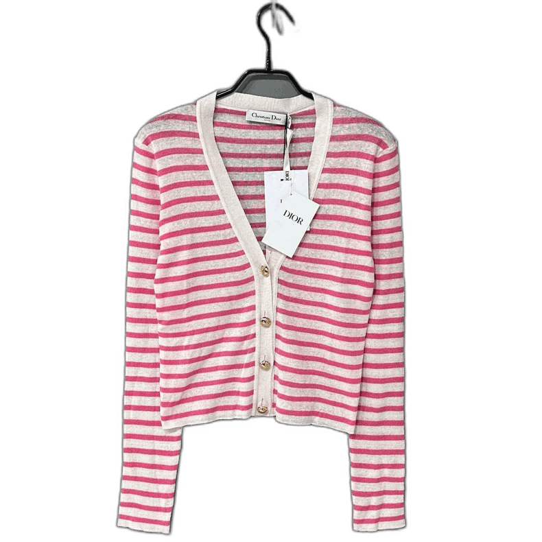 Dior Red and White Striped Knit Cardigan Size M / US 6-8 / IT 42-44 - 1 Thumbnail