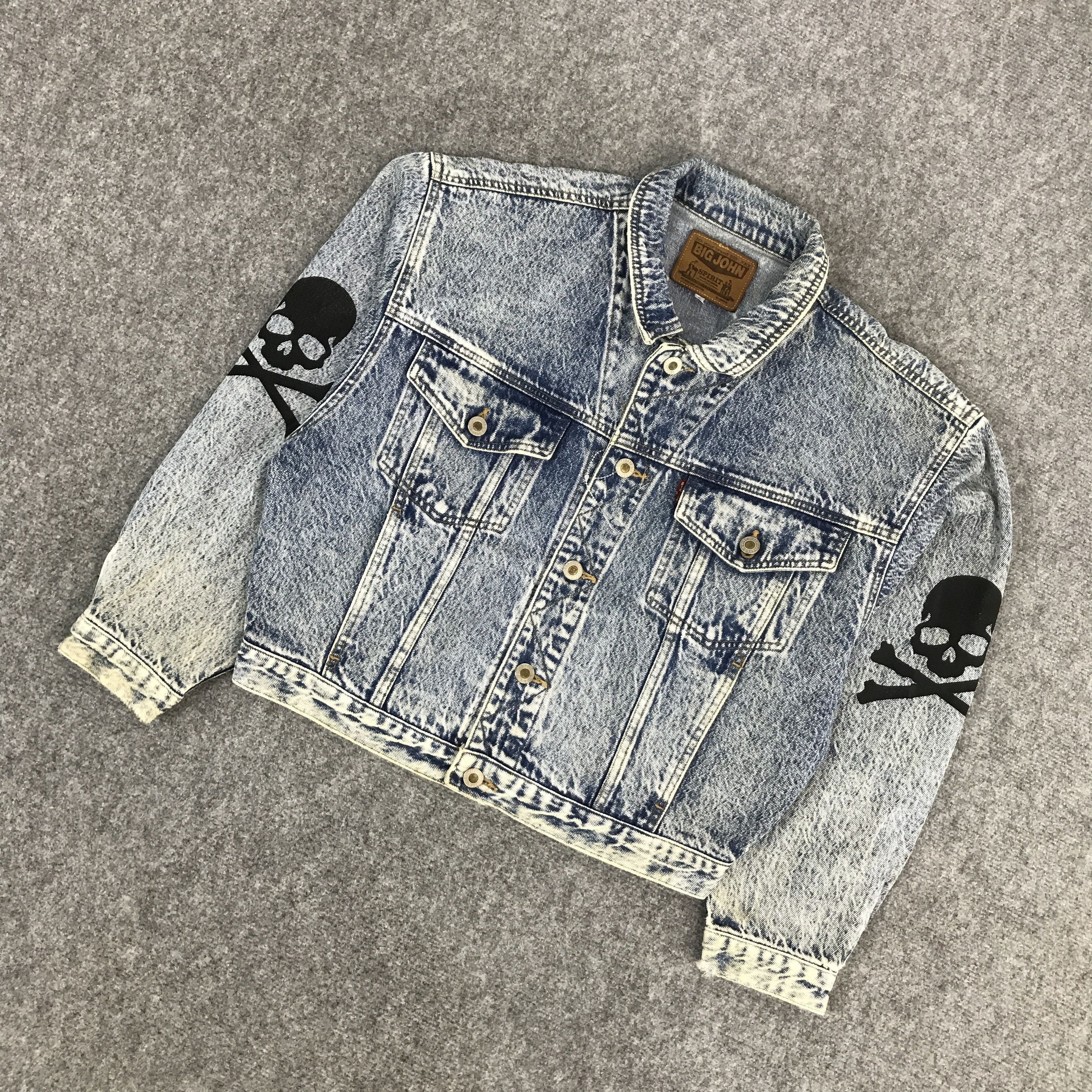 Big John × Vintage BIG JOHN DENIM BUTTON ART SKULL JACKET Size US L / EU 52-54 / 3 - 5 Thumbnail