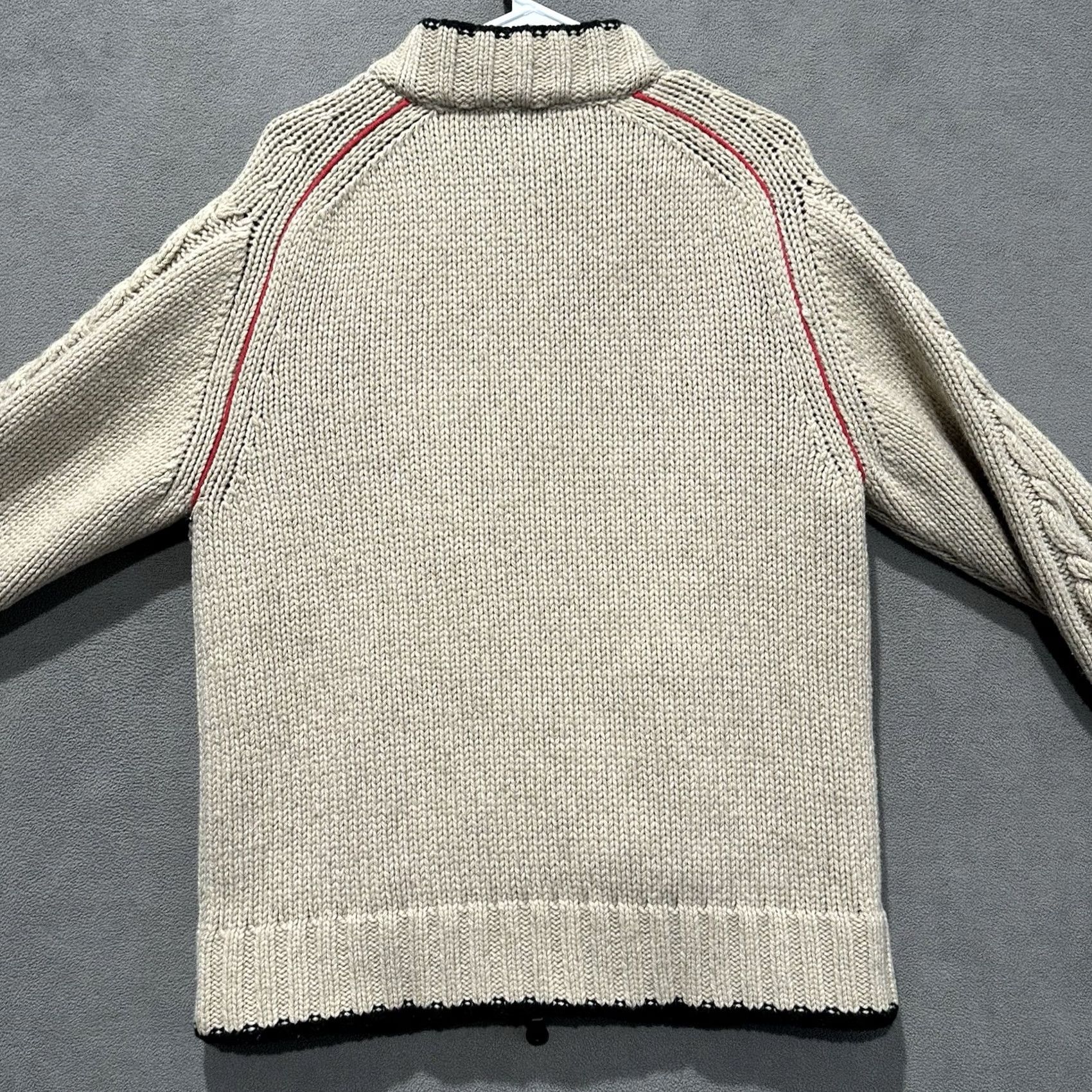 4SDESIGNS VTG Neve Designs Sweater Womens XL Beige Chunky-Knit Full Zip Wool Mock Neck - Pockets, Lined, Dry Clean Only, Hong Kong Vintage Size XL / US 12-14 / IT 48-50 - 2 Thumbnail