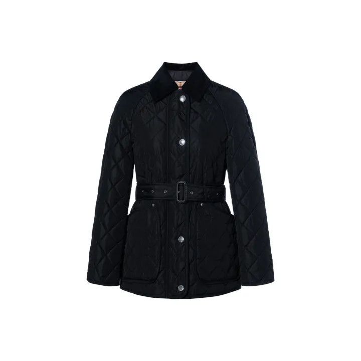 Burberry Burberry Black Waist-Cinched Quilted Jacket 0079 Size S / US 4 / IT 40 - 1 Thumbnail