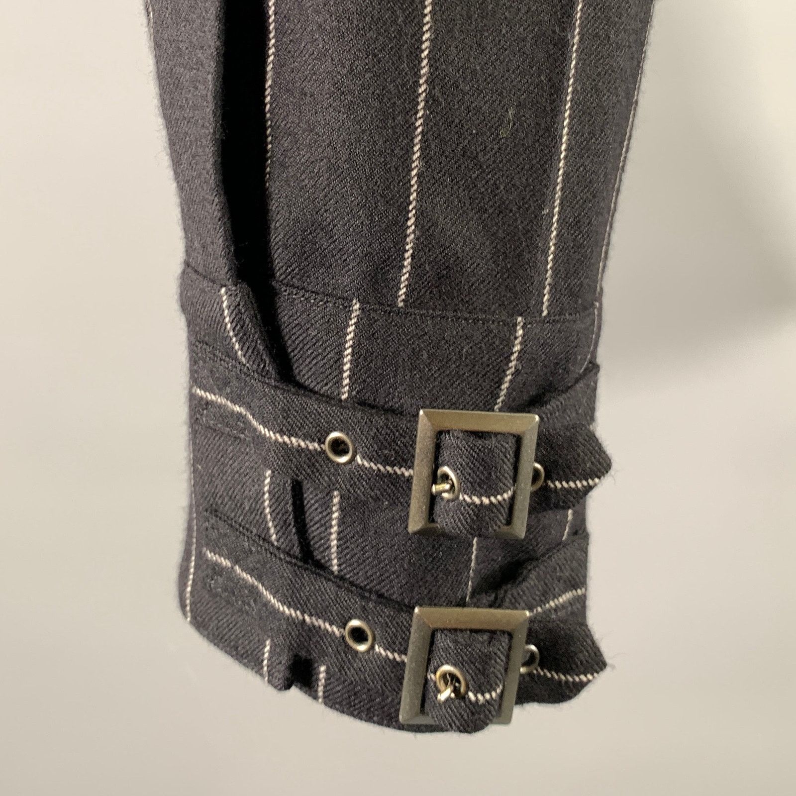 Vivienne Westwood VIVIENNE WESTWOOD 34 Black Chalkstripe Strap Cuff Dress Pant Size US 34 / EU 50 - 2 Thumbnail