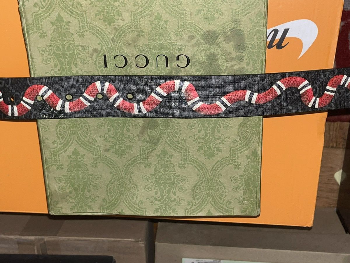 Gucci Gucci Snake Print GG Supreme Belt Size 38 - 1 Thumbnail
