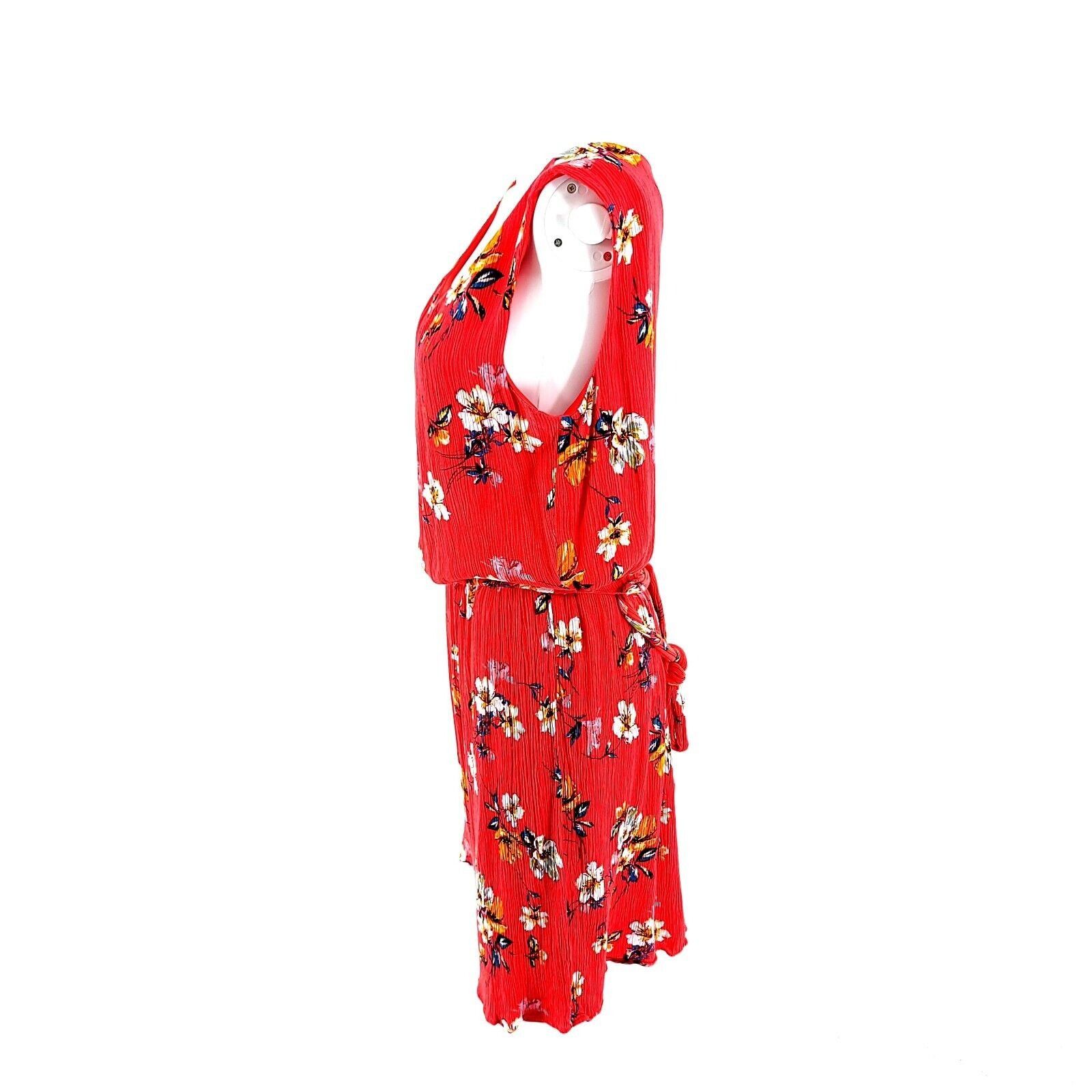 Apt. 9 Apt. 9 Floral Red A Line Dress Rayon Large Swoop Neck Sleeve Size L / US 10 / IT 46 - 2 Thumbnail