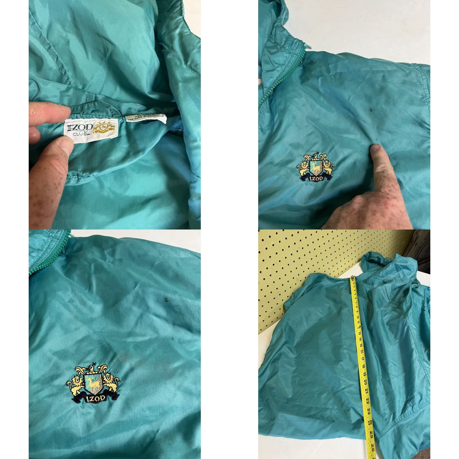 Izod VINTAGE IZOD Windbreaker Jacket Hooded Green Nylon | Unisex Adults L | Lightweight Water Resistant Pockets Crest Logo Size US L / EU 52-54 / 3 - 8 Thumbnail