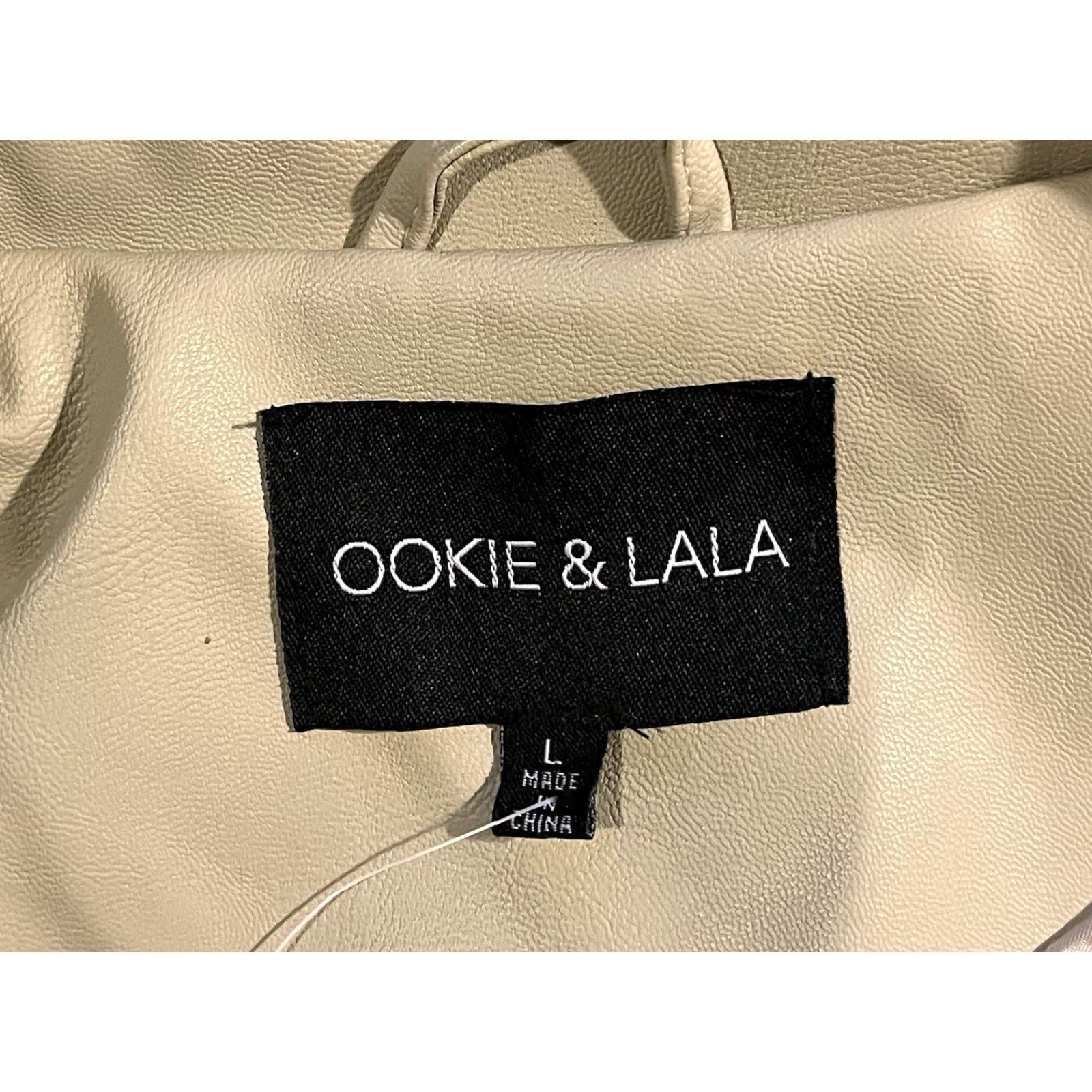 Vintage Ookie And Lala Moto Jacket Women’s Large Beige Faux Leather Size L / US 10 / IT 46 - 6 Thumbnail
