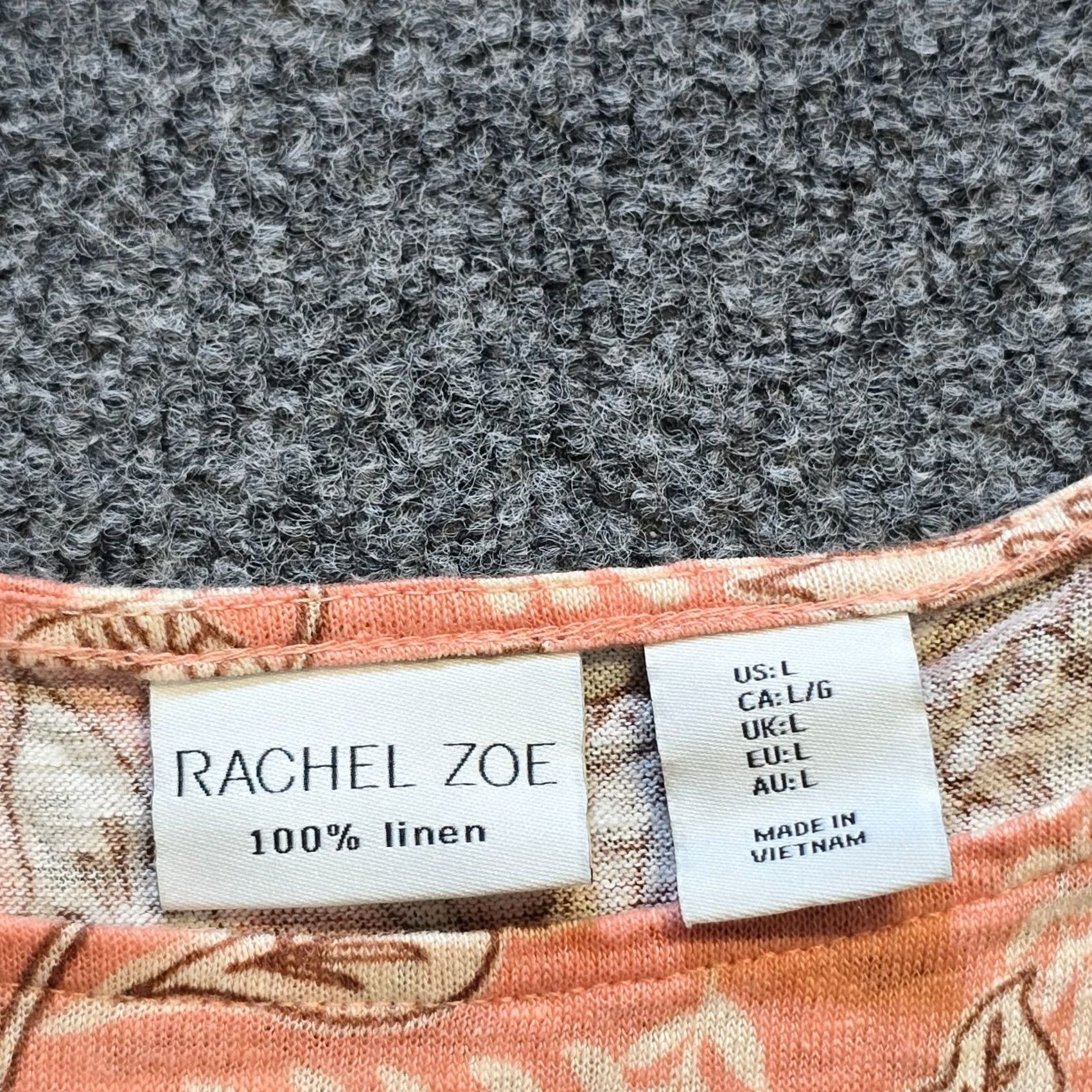 Rachel Zoe Rachel Zoe Top Womens 2X Orange Floral Linen Short Sleeve Casual Knit Blouse Womens Size XXL / US 16-18 / IT 52-54 - 3 Thumbnail