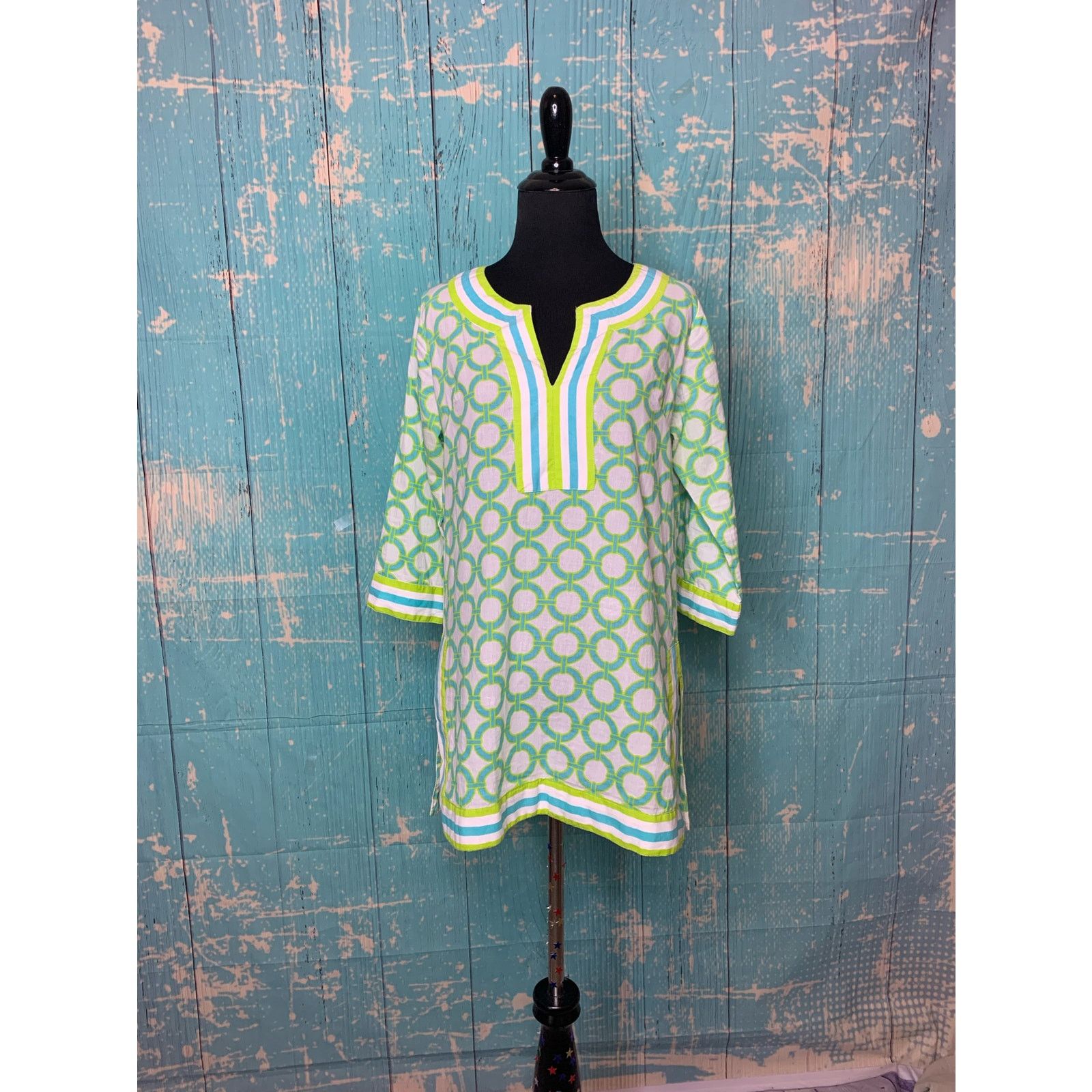 Gretchen Scott Gretchen Scott 3/4 sleeves green print tunic top size XS Size XS / US 0-2 / IT 36-38 - 5 Thumbnail