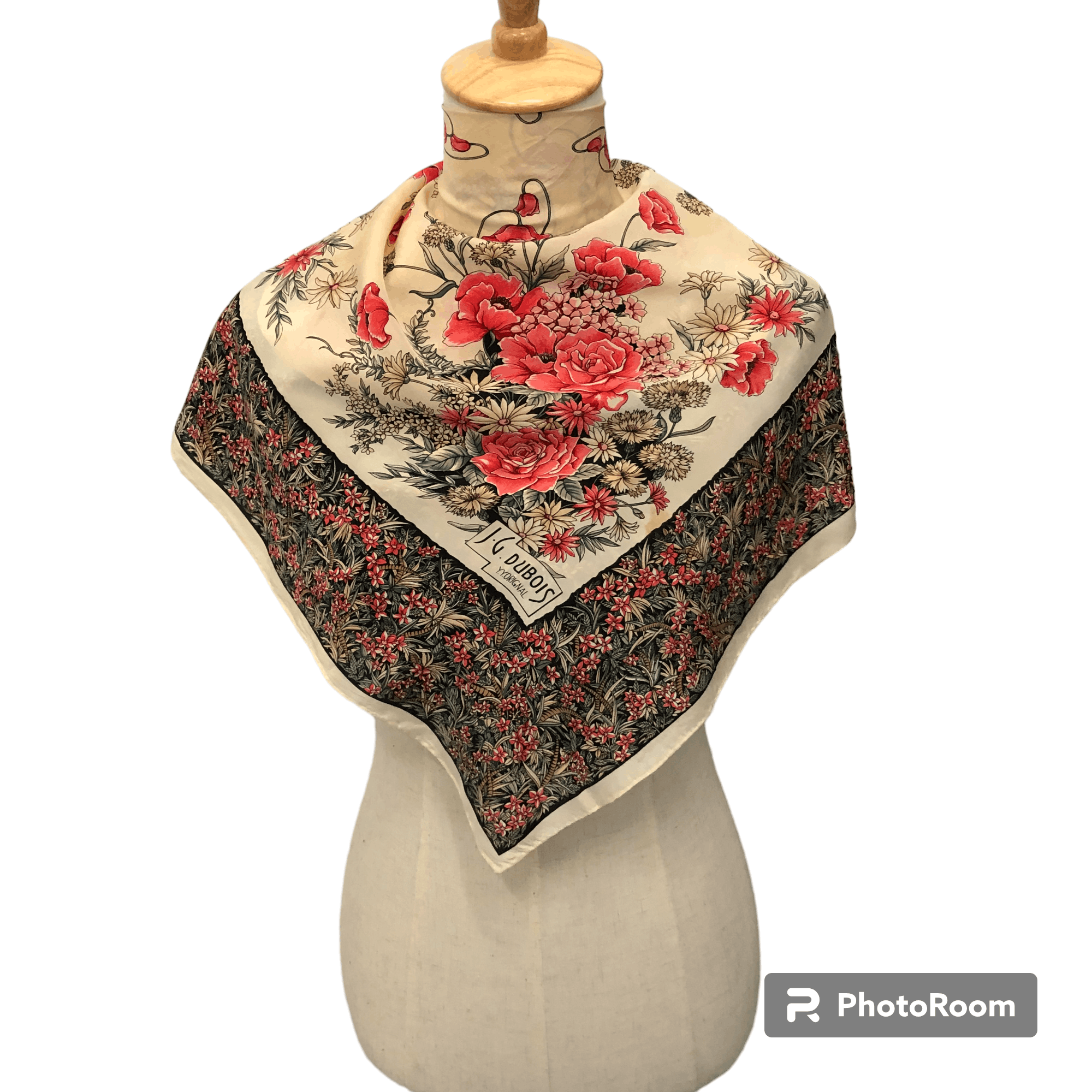 Japanese Brand J.G Dubois Floral Silk Scarf M270 Size ONE SIZE - 1 Thumbnail