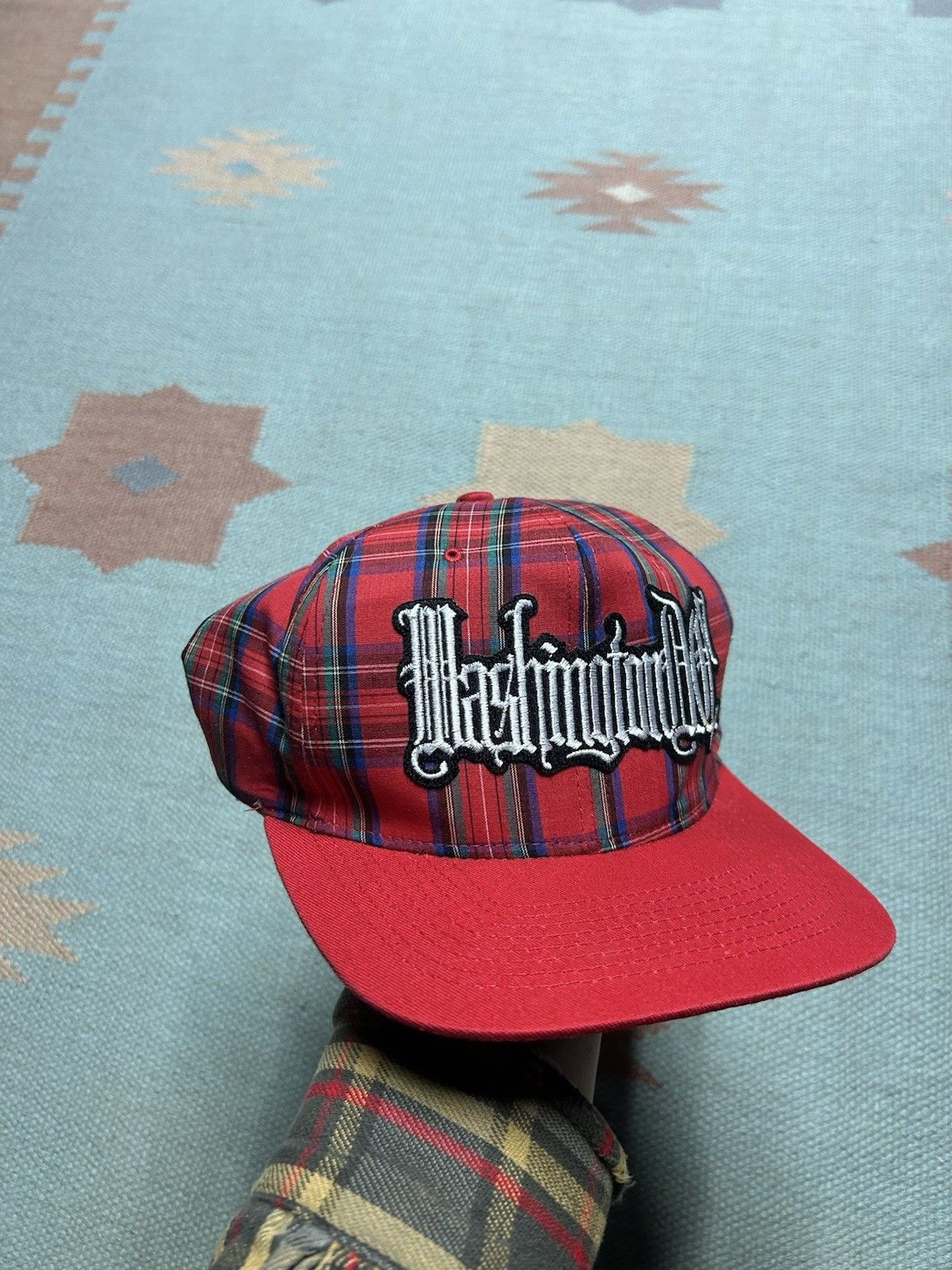 Vintage Vintage SnapBack hat Washington DC plaid embroidered red Size ONE SIZE - 1 Thumbnail
