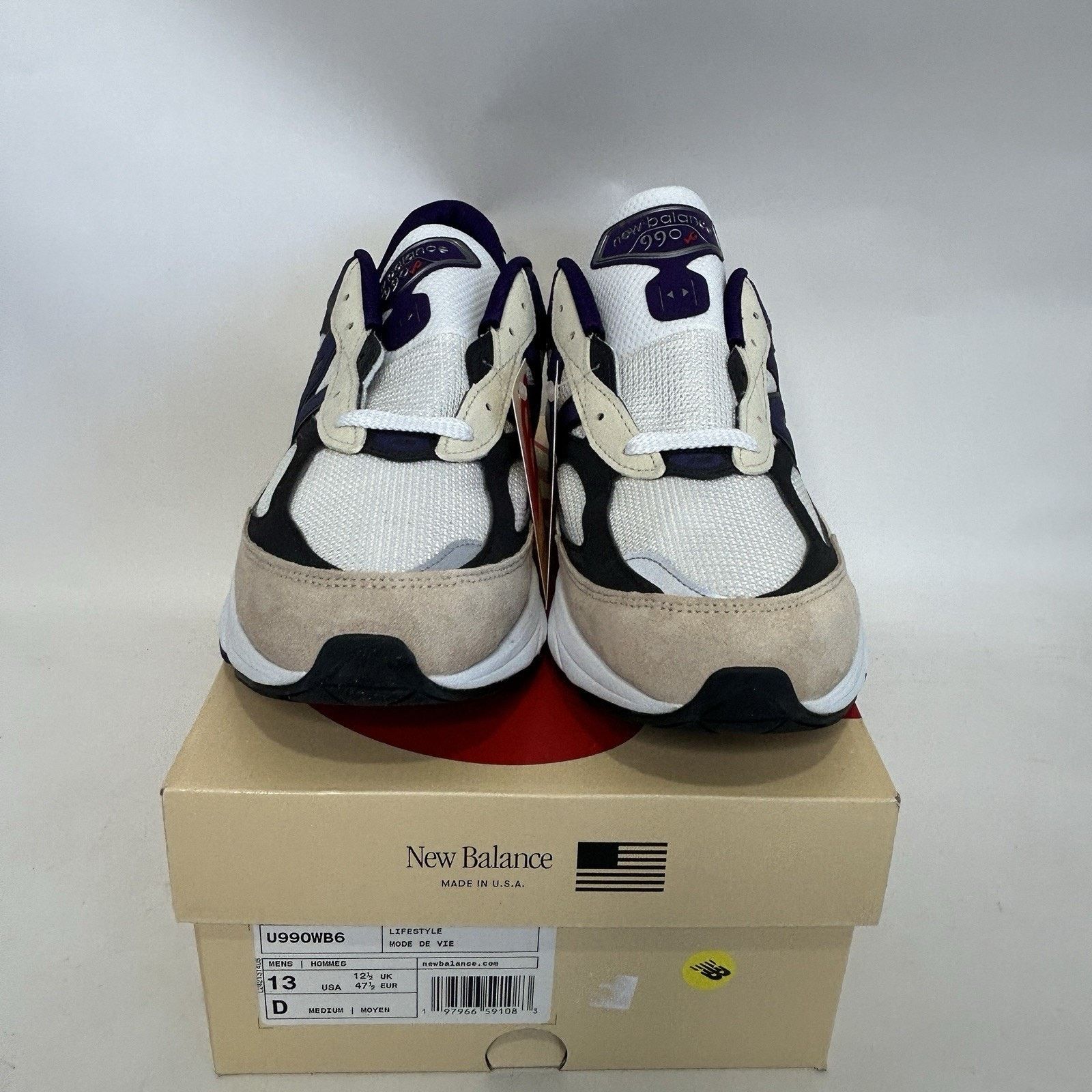 New Balance New Balance 990v6 X Teddy Santis “White Black Plum” U990WB6 Size US 13 / EU 46 - 2 Thumbnail