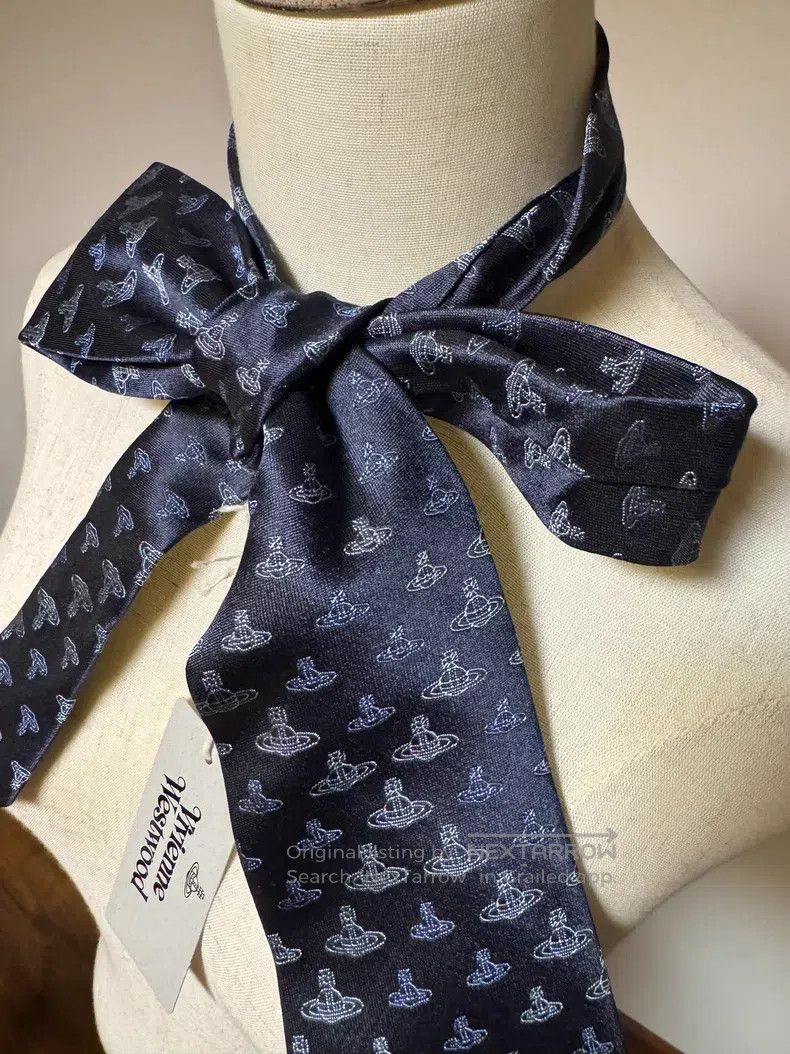 Vivienne Westwood Vivienne Westwood Navy blue silk tie with satin finish Size ONE SIZE - 2 Thumbnail