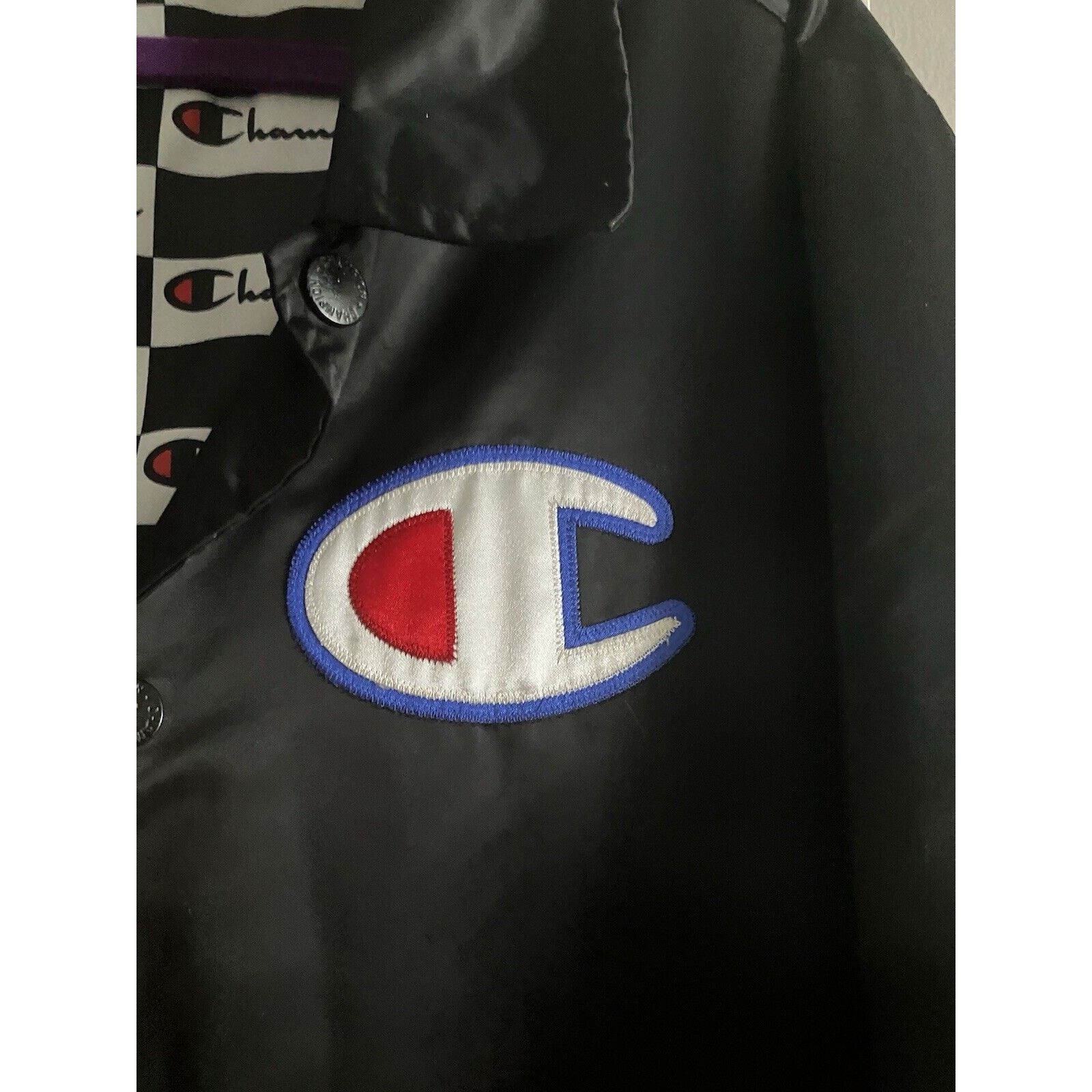 Champion Champion Jacket Black Snap Men’s Med Lightweight with logo Size US M / EU 48-50 / 2 - 5 Thumbnail