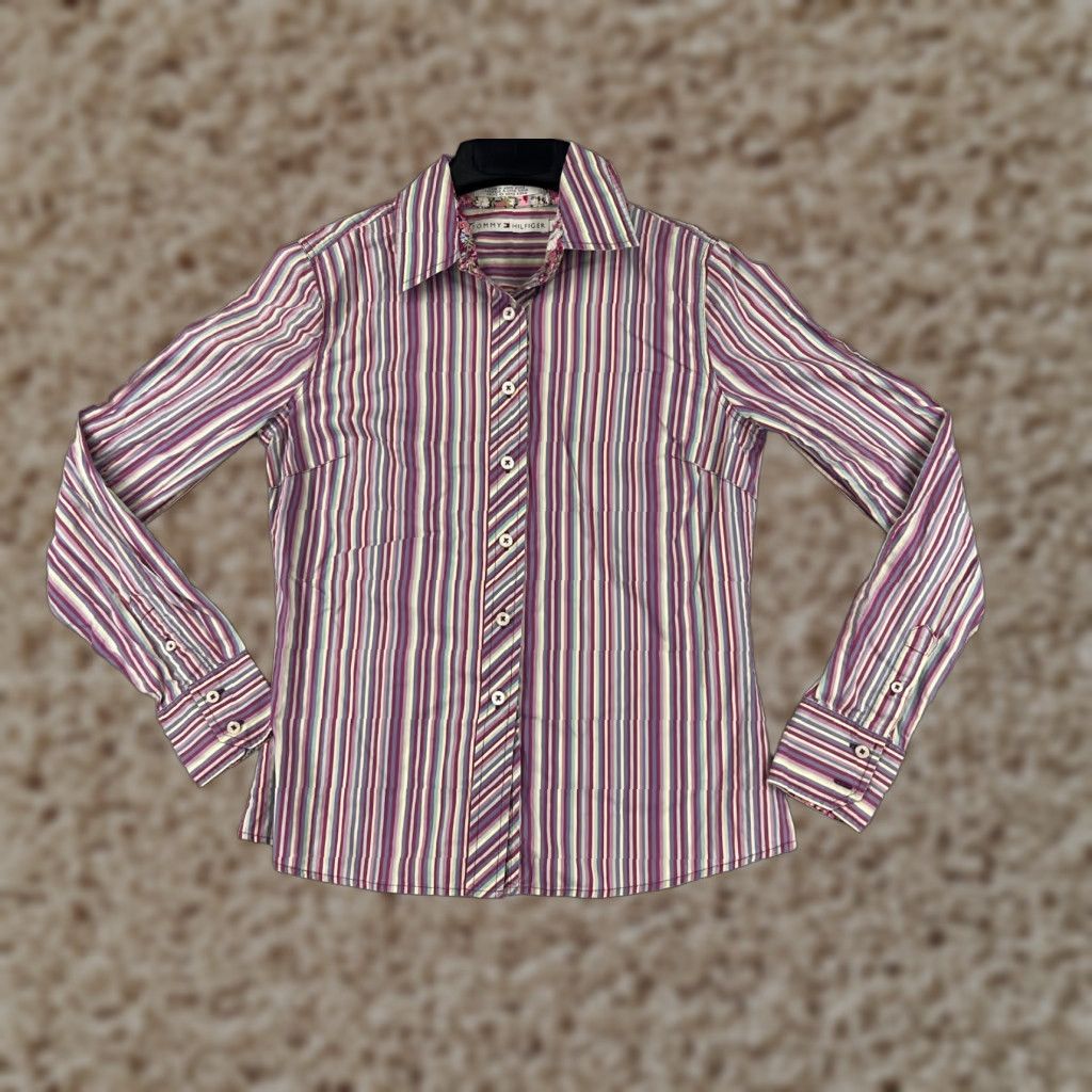 Tommy Hilfiger Vintage Tommy Hilfiger Pink Striped Cotton Shirt Womens L All Seasons Casual Size L / US 10 / IT 46 - 1 Thumbnail
